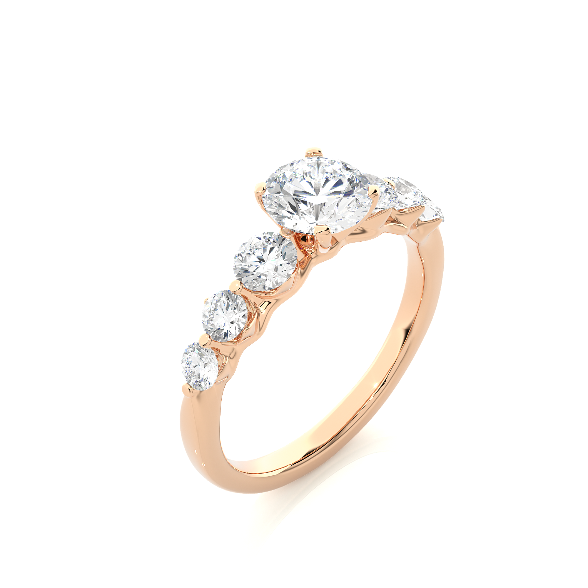 Round Lab Grown Diamond Five Stone Engagement Ring