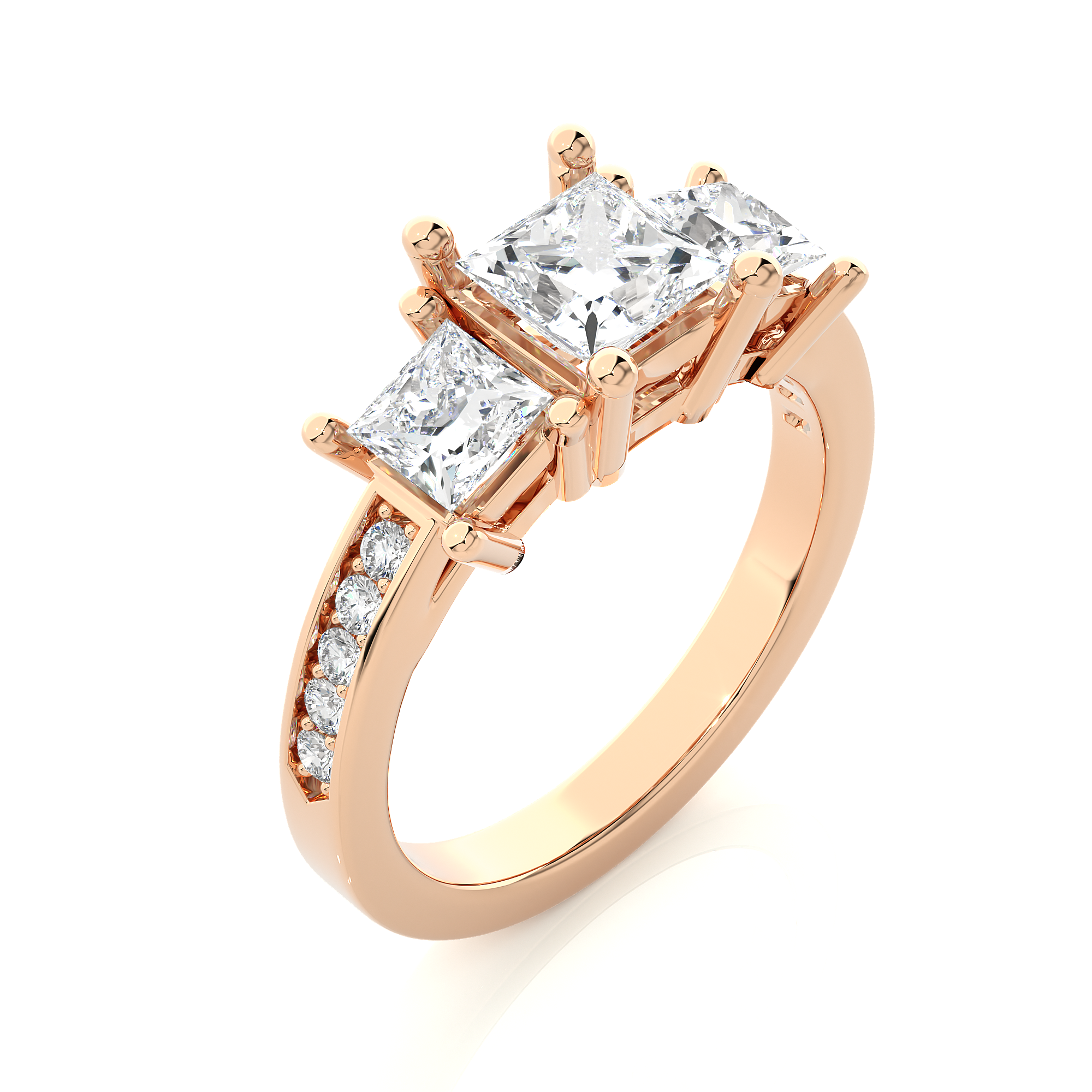 Three Stone Princess Lab Grown Diamond Engagement Ring