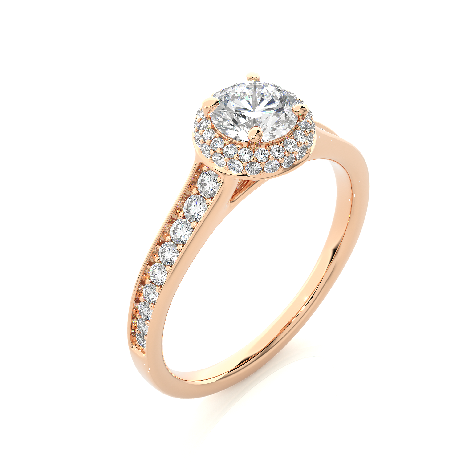 Round Lab Grown Diamond Halo Engagement Ring