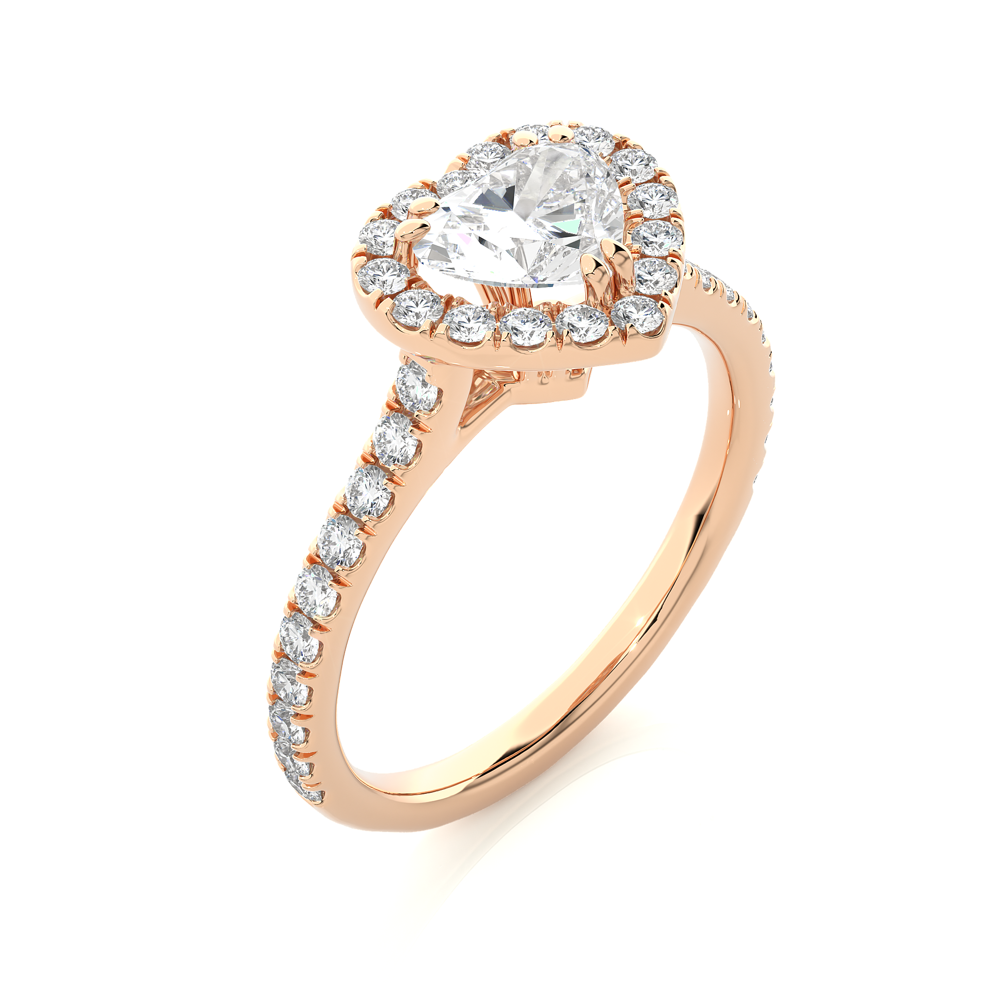 Heart Shape Lab Grown Diamond Halo Engagement Ring