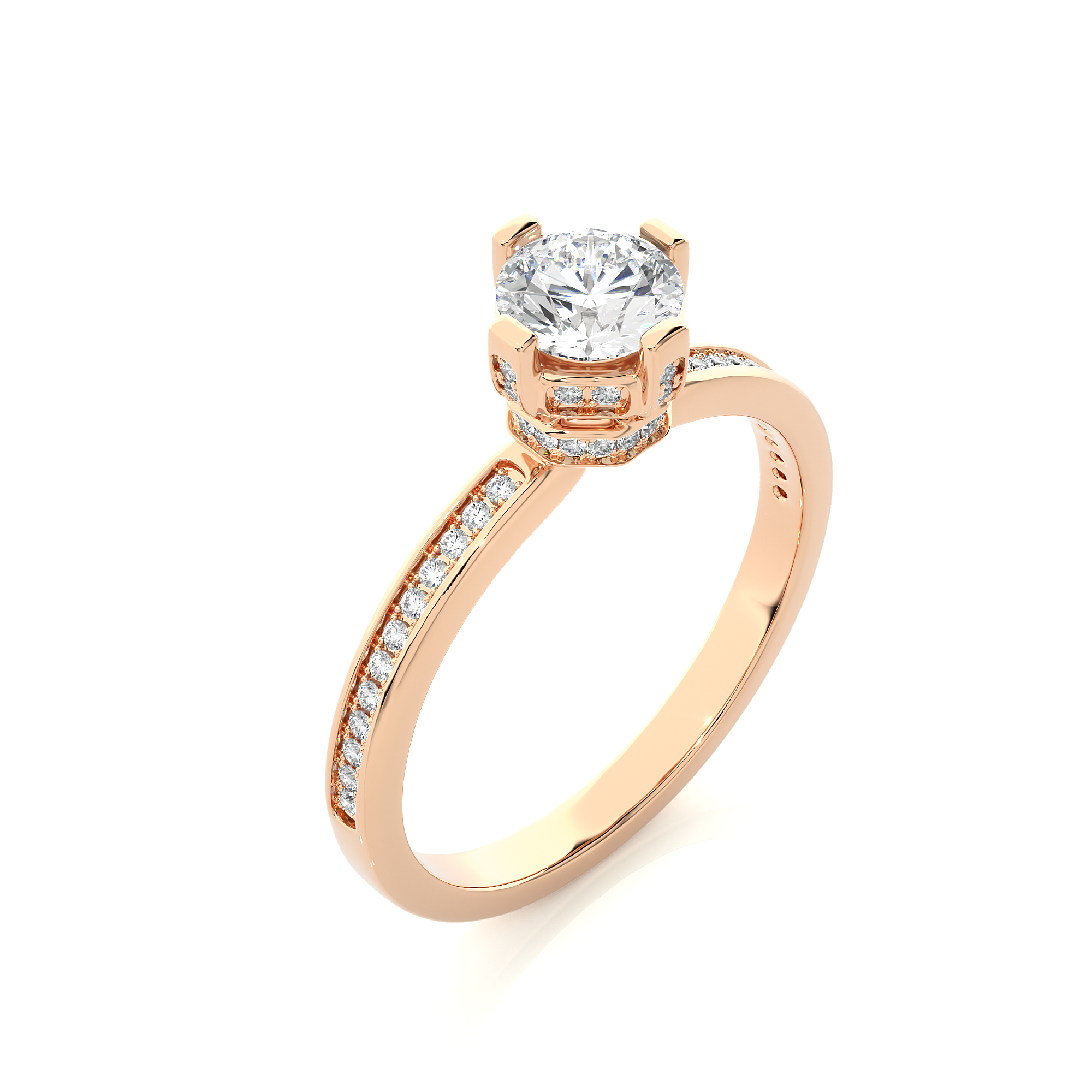 Round Lab Grown Diamond Hidden Halo Engagement Ring