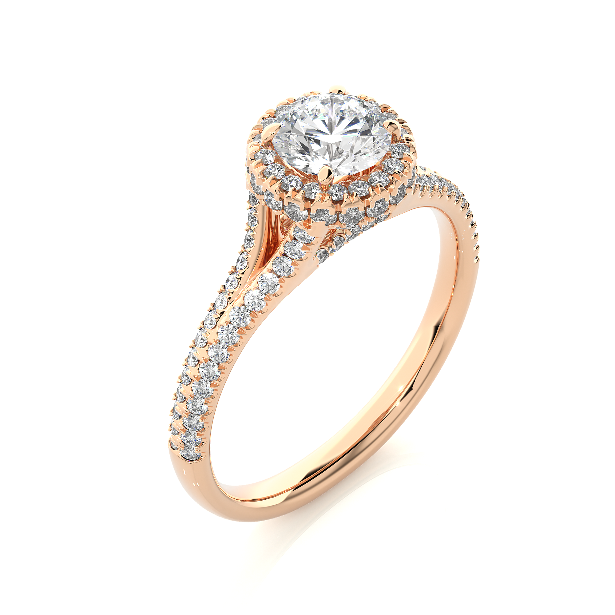 Round Lab Grown Diamond Halo Engagement Ring