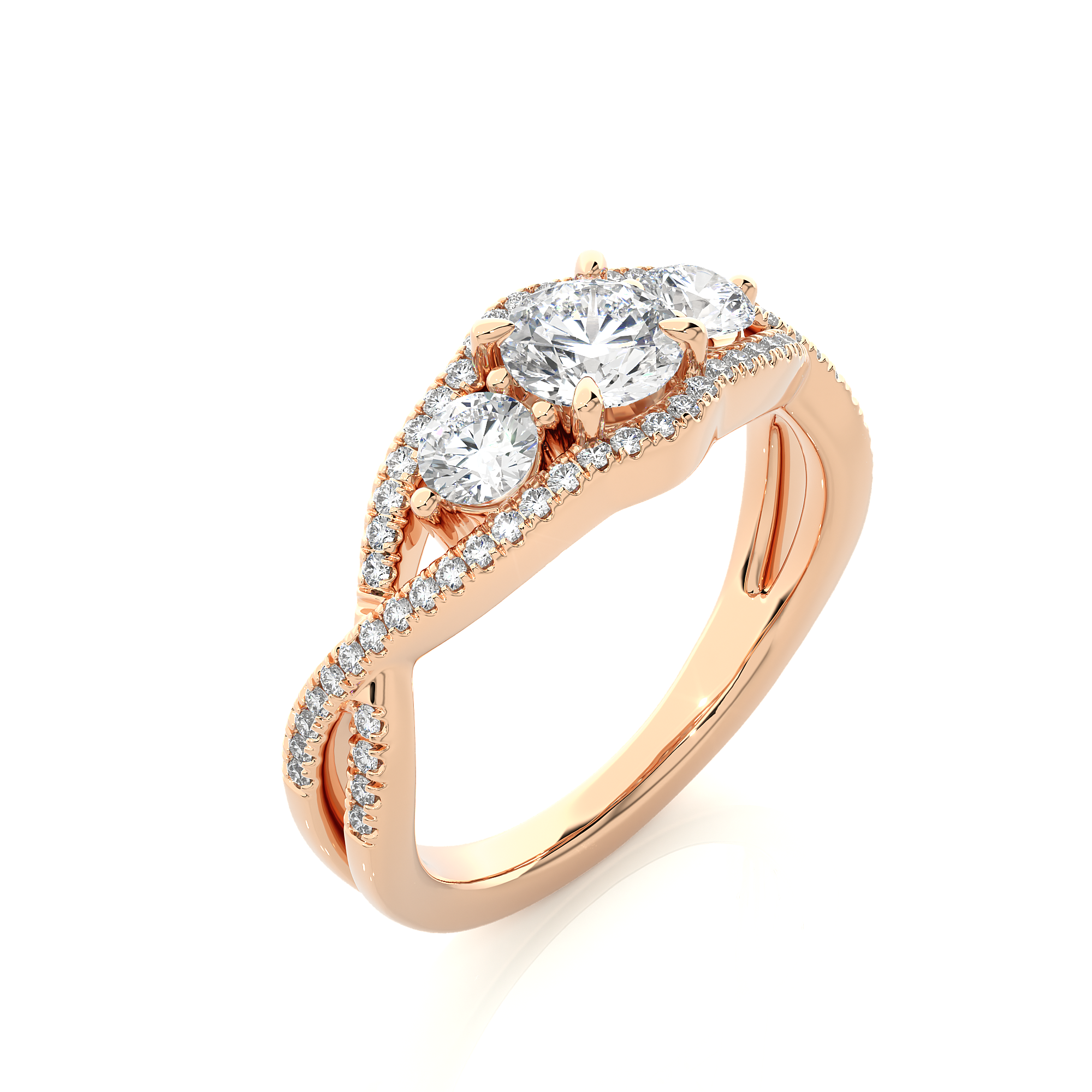 Vintage Style Lab Grown Diamond Three Stone Ring