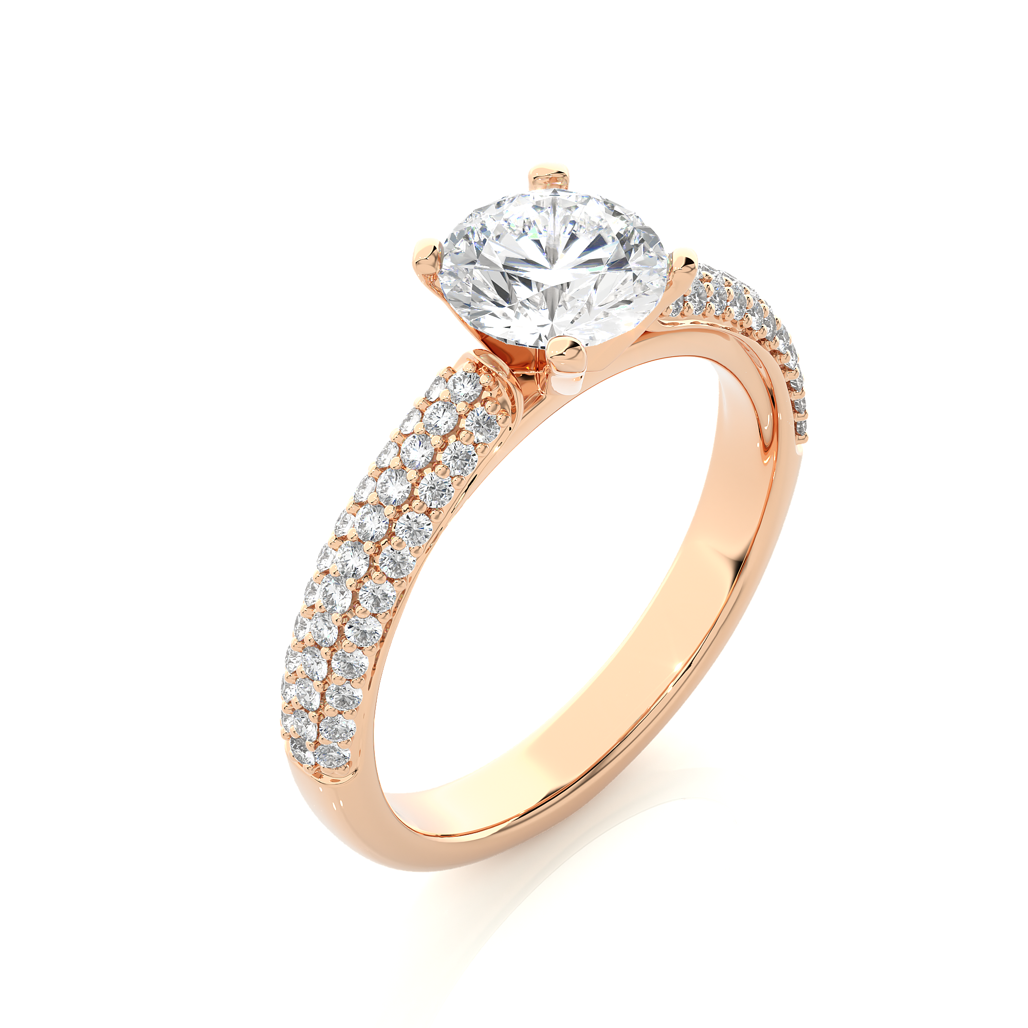 Round Lab Grown Diamond Pave Engagement Ring