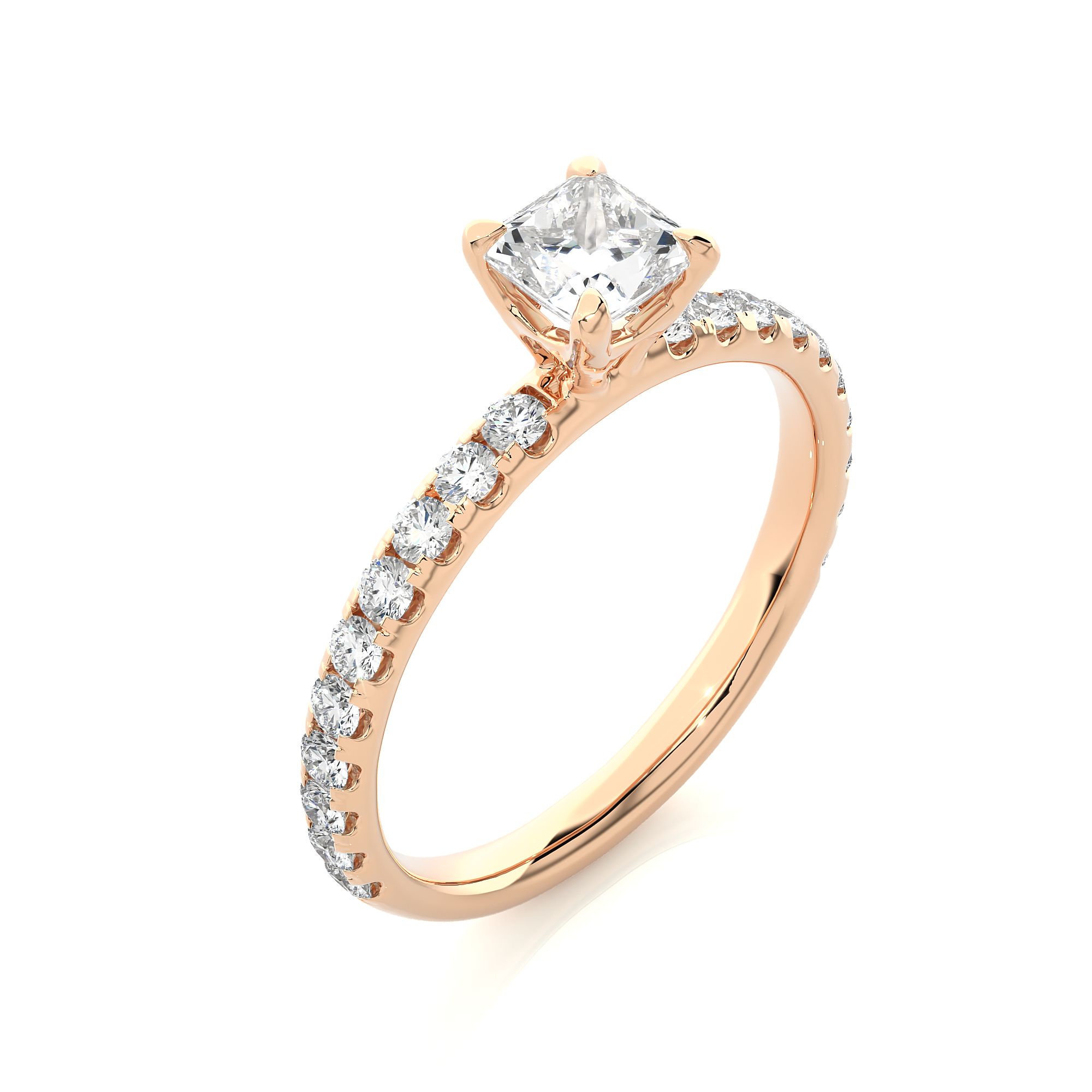 Princess Cut Lab Diamond Pavé Engagement Ring