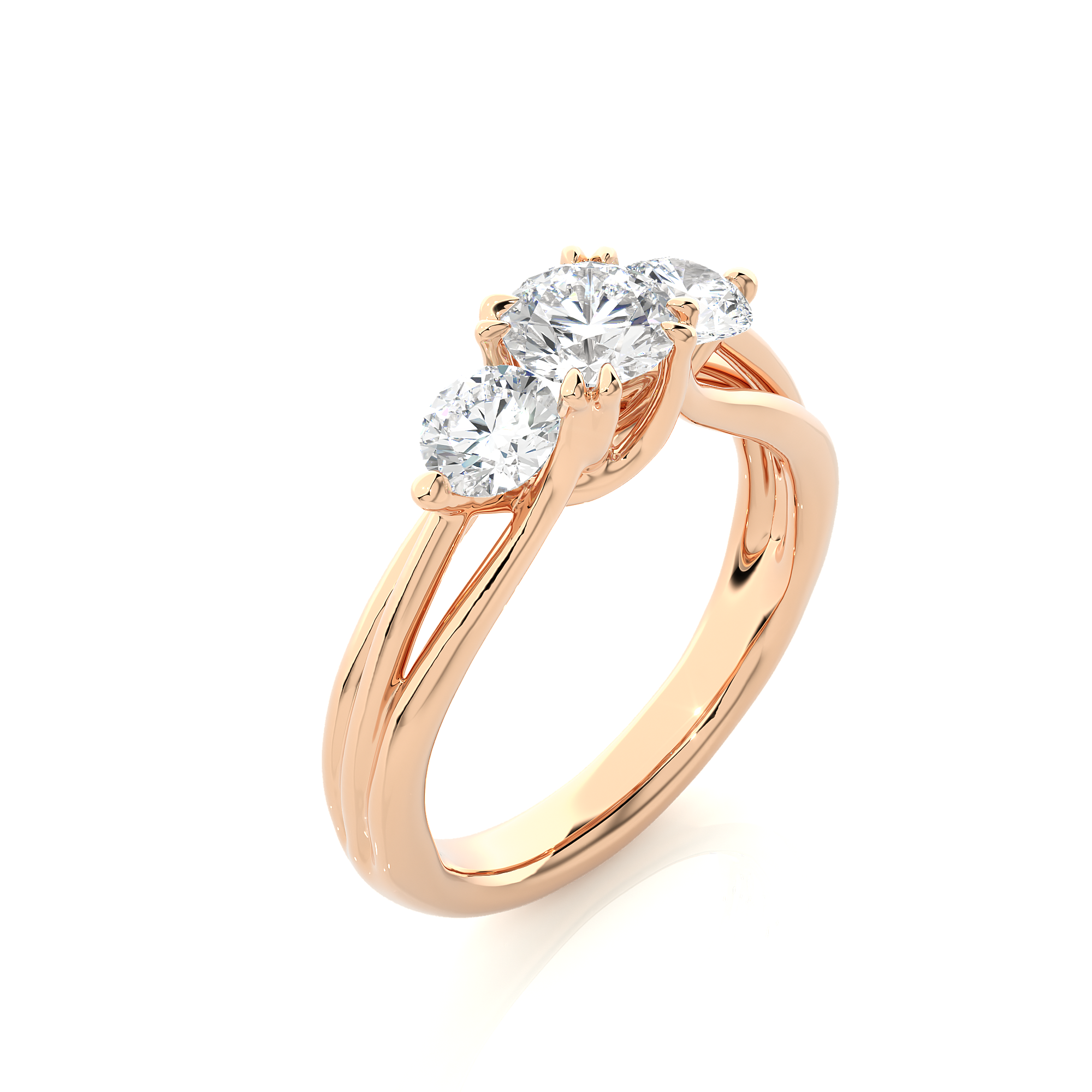 Classic Round Diamond Three Stone Engagement Ring