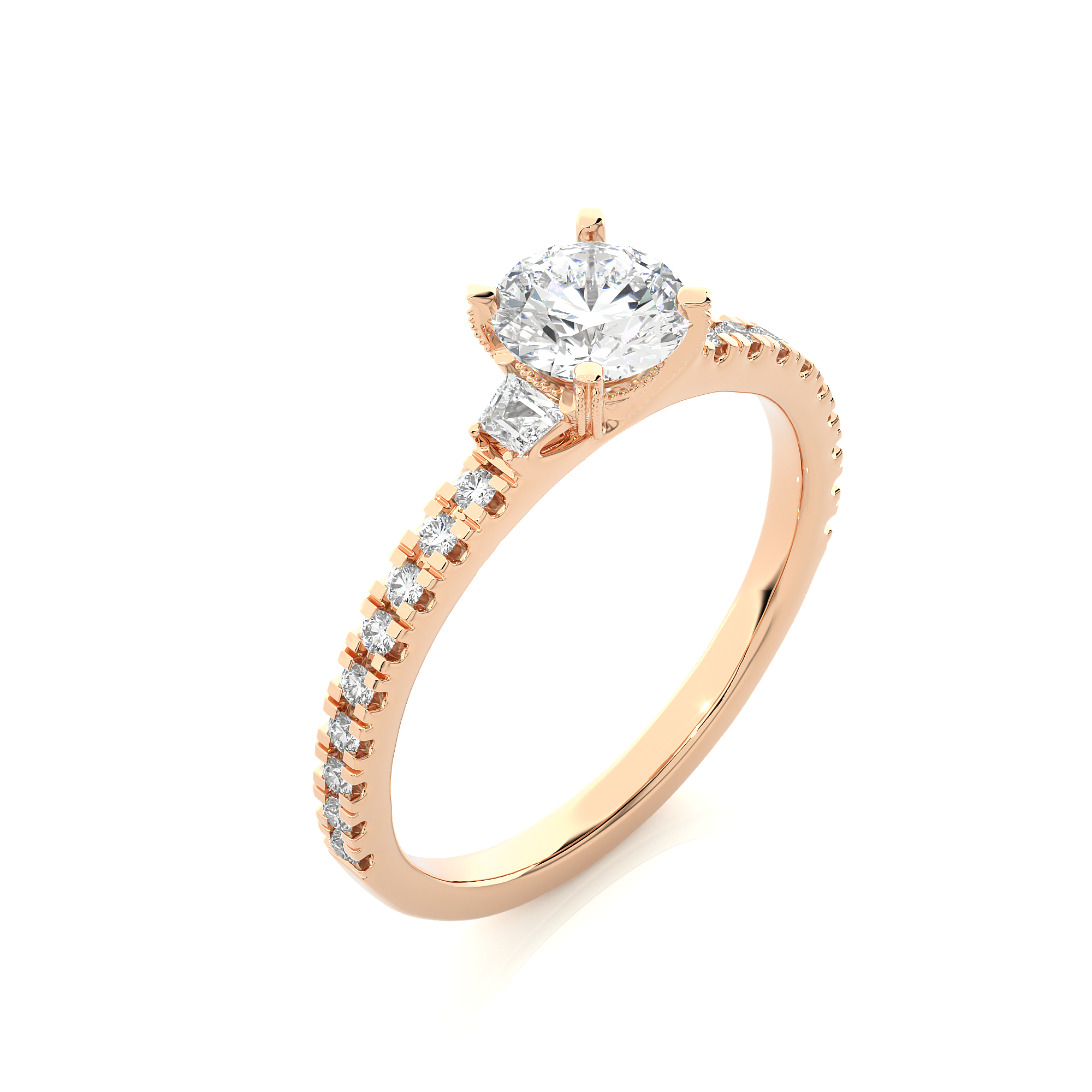 Three Stone Lab Grown Diamond Pavé Engagement Ring