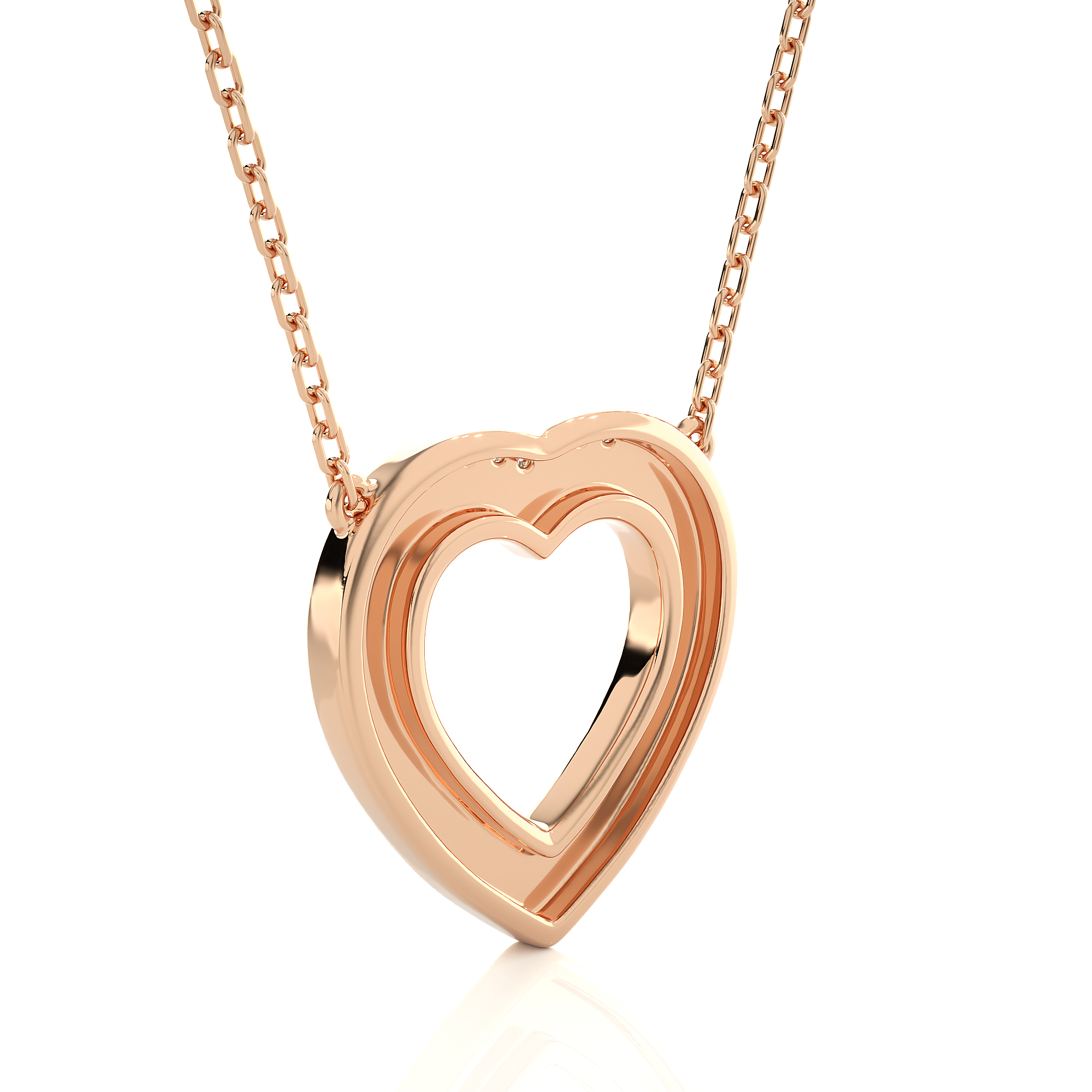 Multi Row Pave Heart Lab Diamond Pendant Necklace