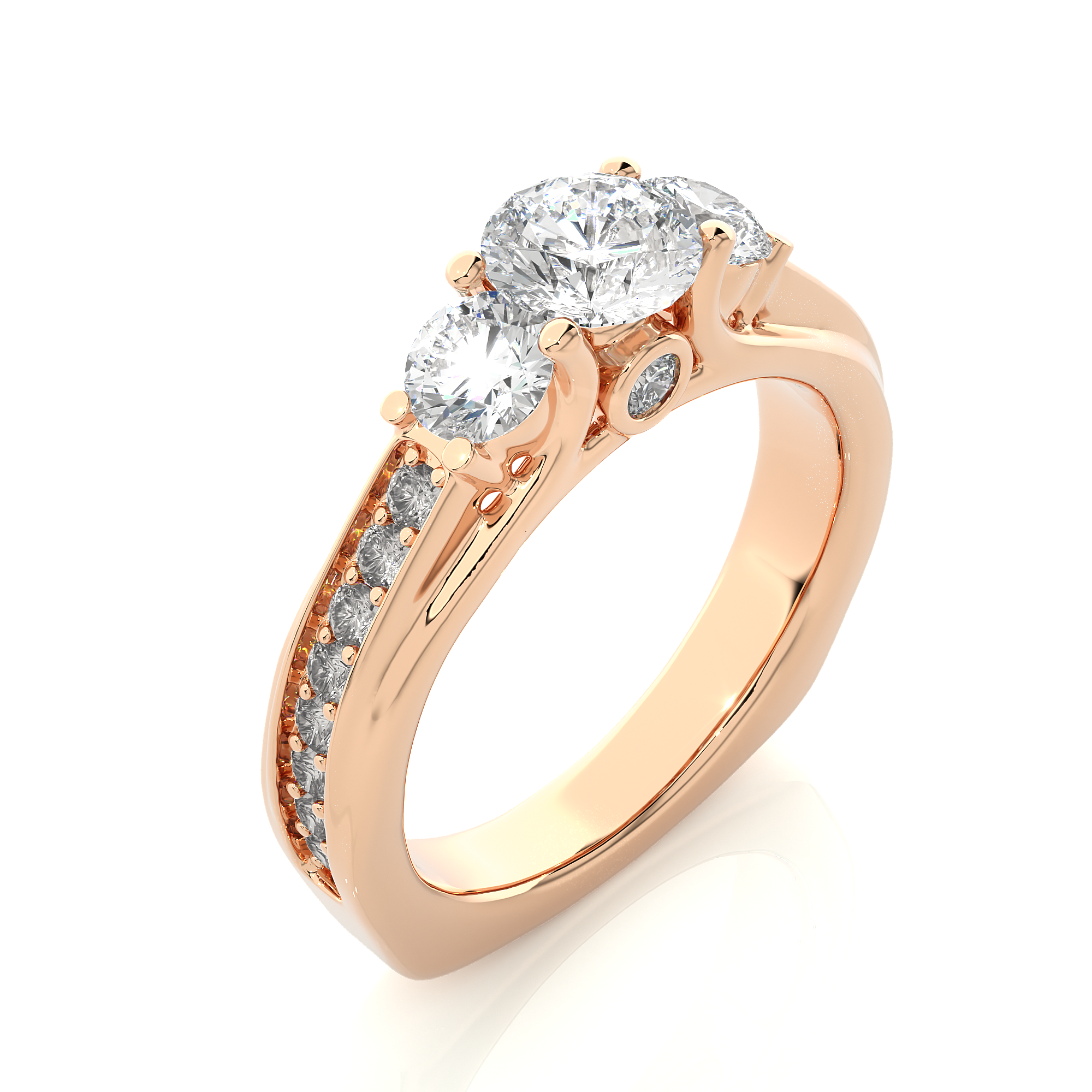 Three Stone Lab Grown Diamond Engagement Ring