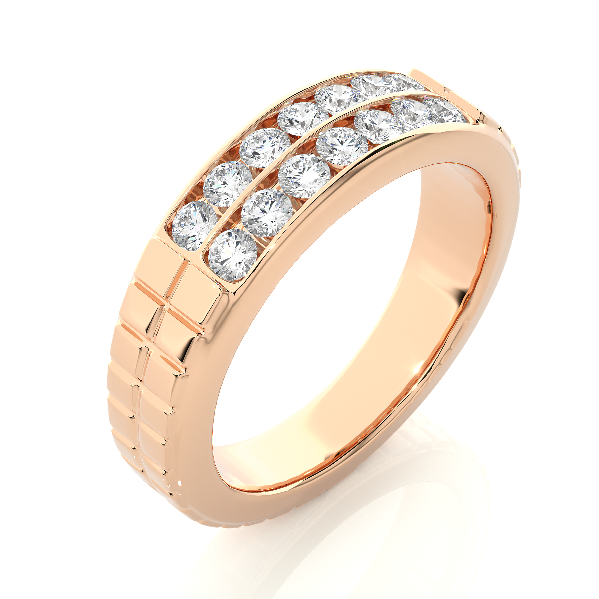 Men’s Lab Diamond Double Row Wedding Band