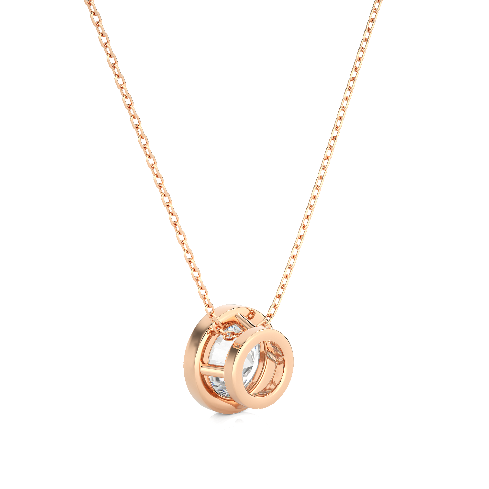 Bezel Set Round Cut Lab Grown Diamond Necklace