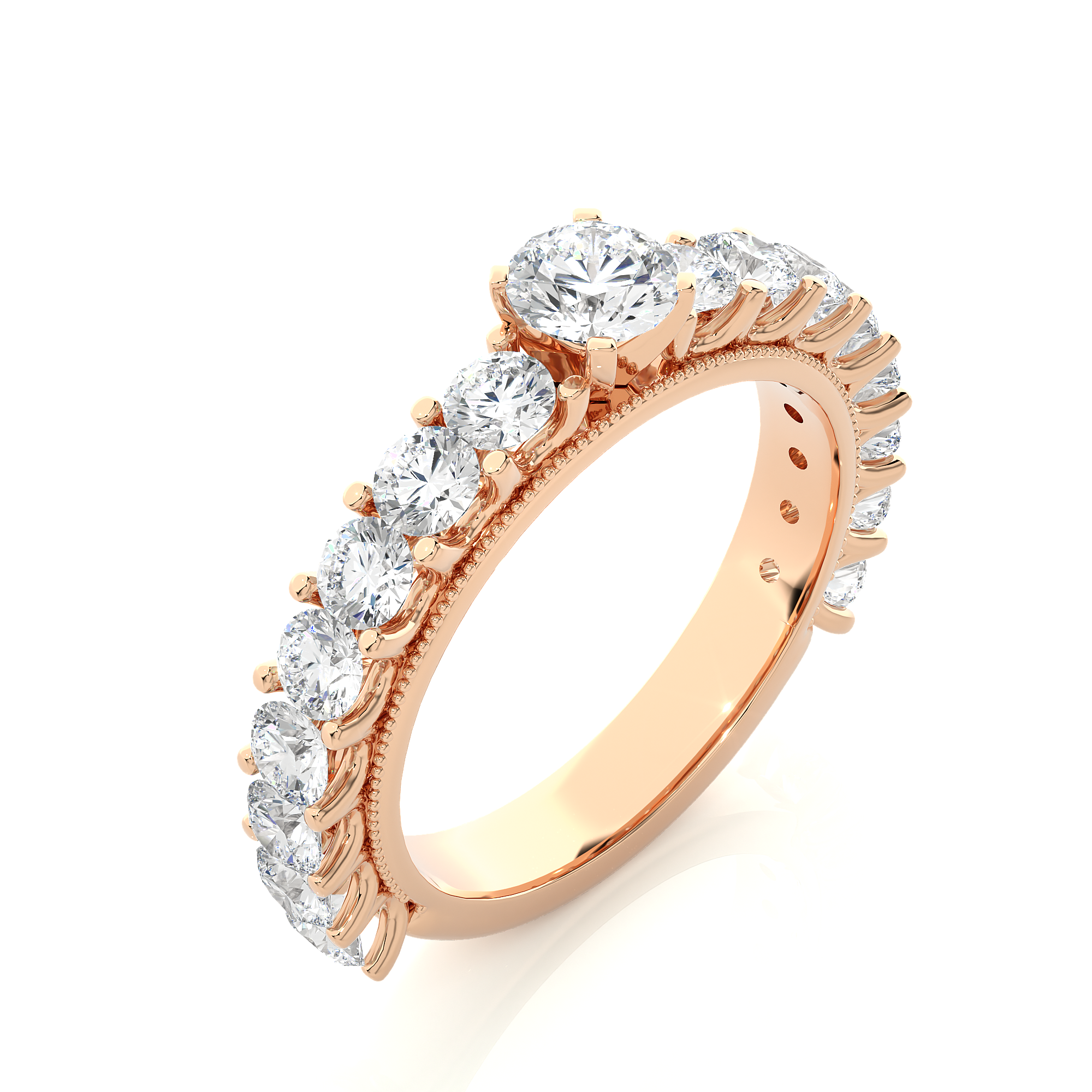 Round Cut Lab Grown Diamond Half Eternity Band