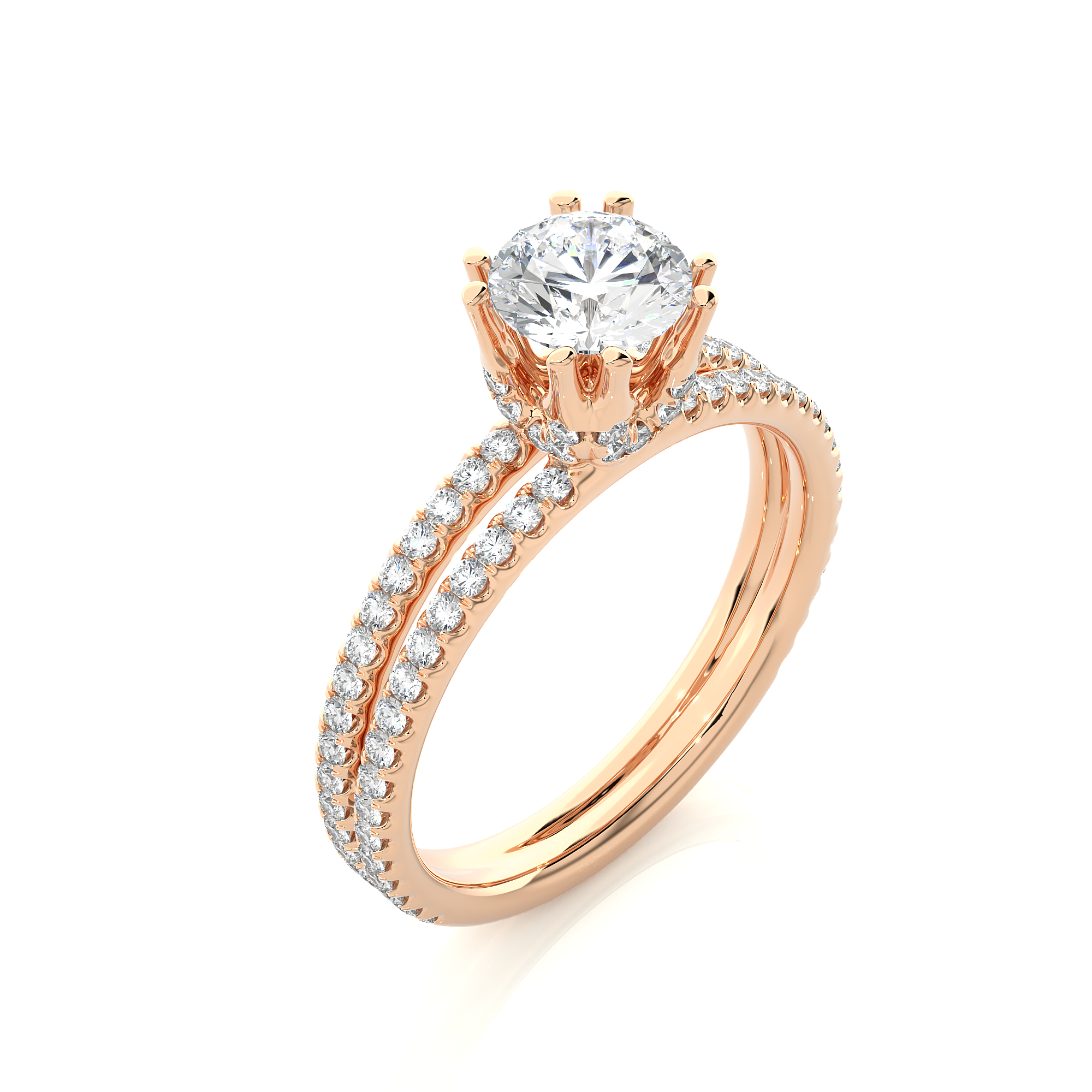 Round Lab Grown Diamond Engagement Ring With Split Shank Band