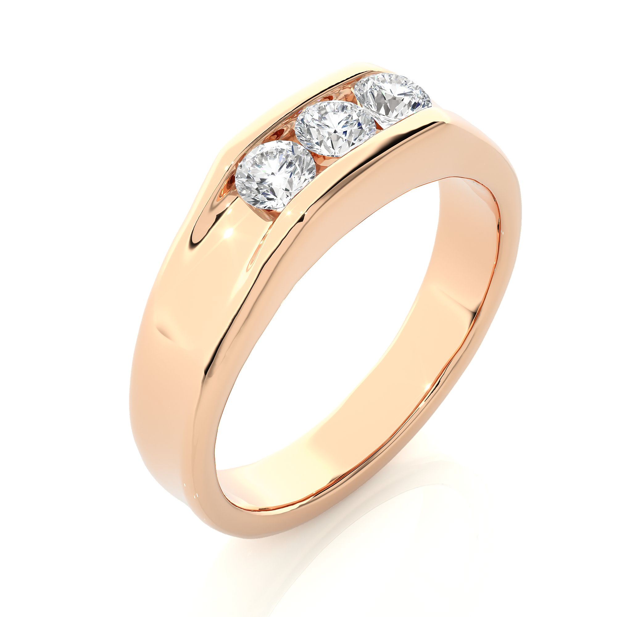 Classic Lab Diamond Three Stone Men’s Wedding Band