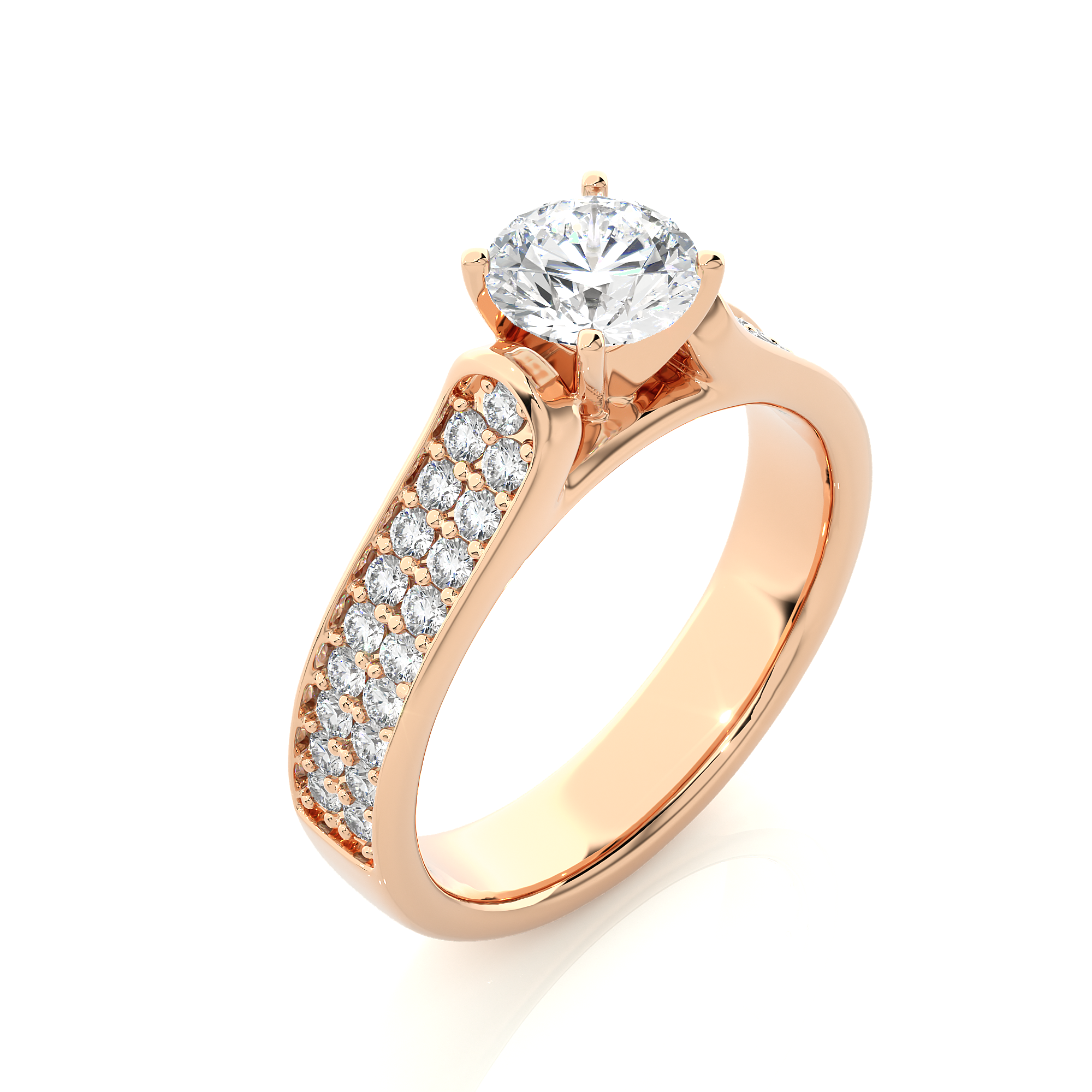 Round Lab Grown Diamond Pave Engagement Ring
