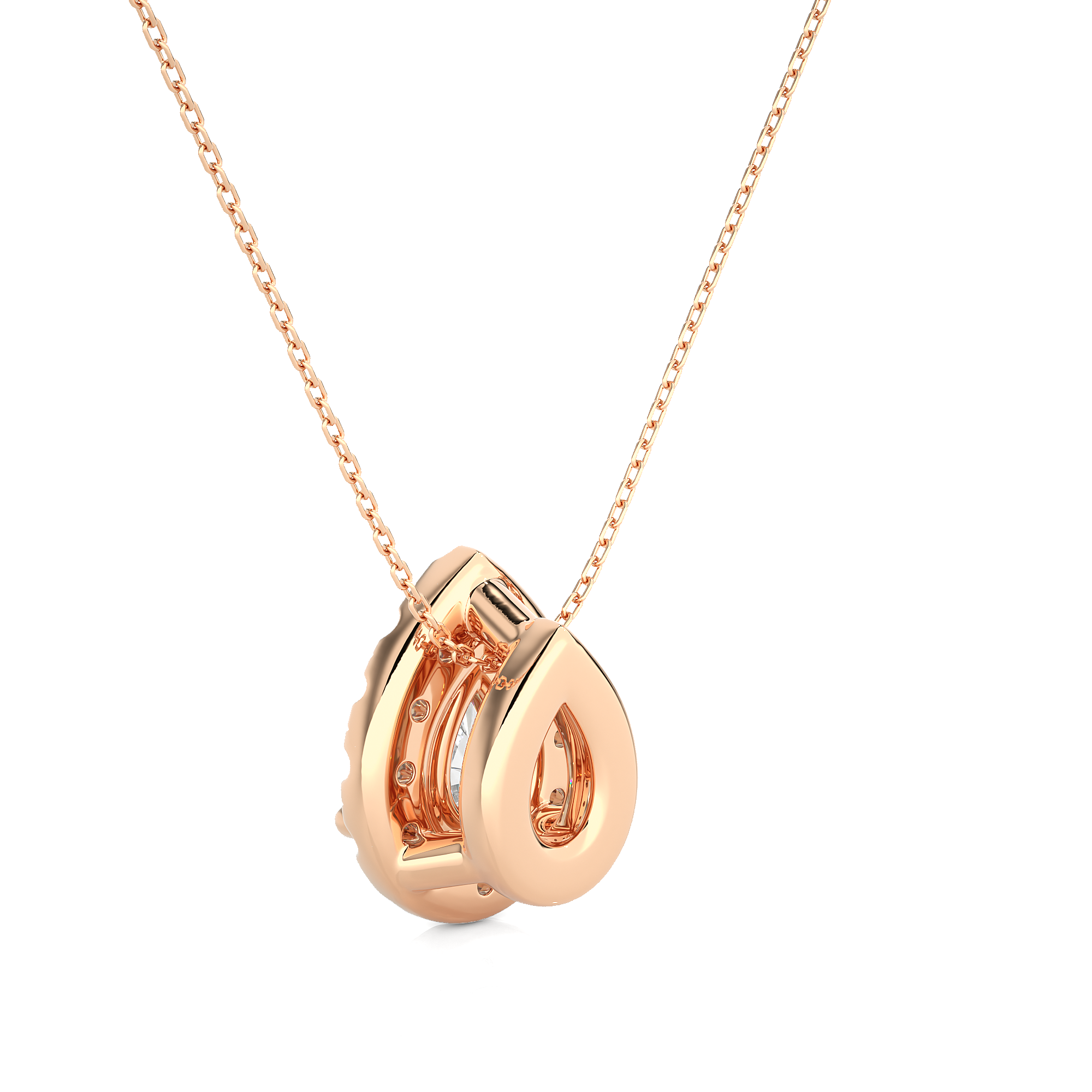 Pear Cut Lab Diamond Halo Pendant Necklace