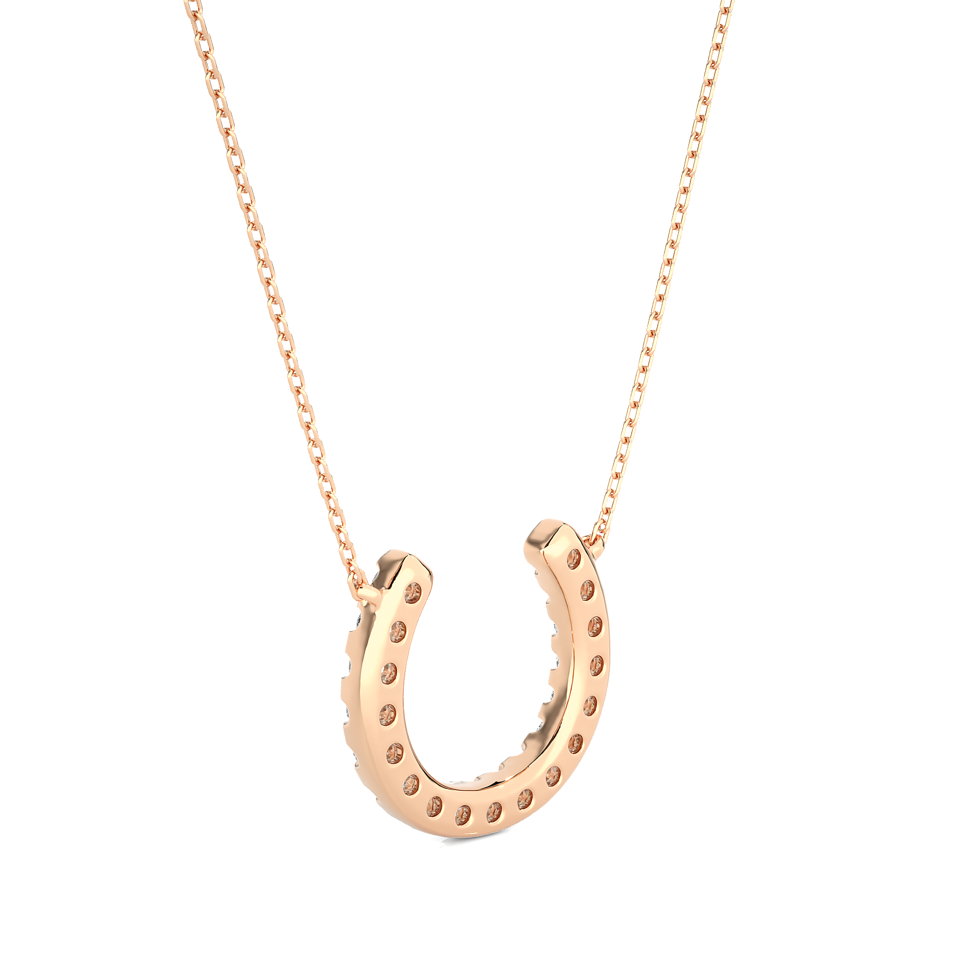 Lucky Horseshoe Lab Diamond Gold Necklace