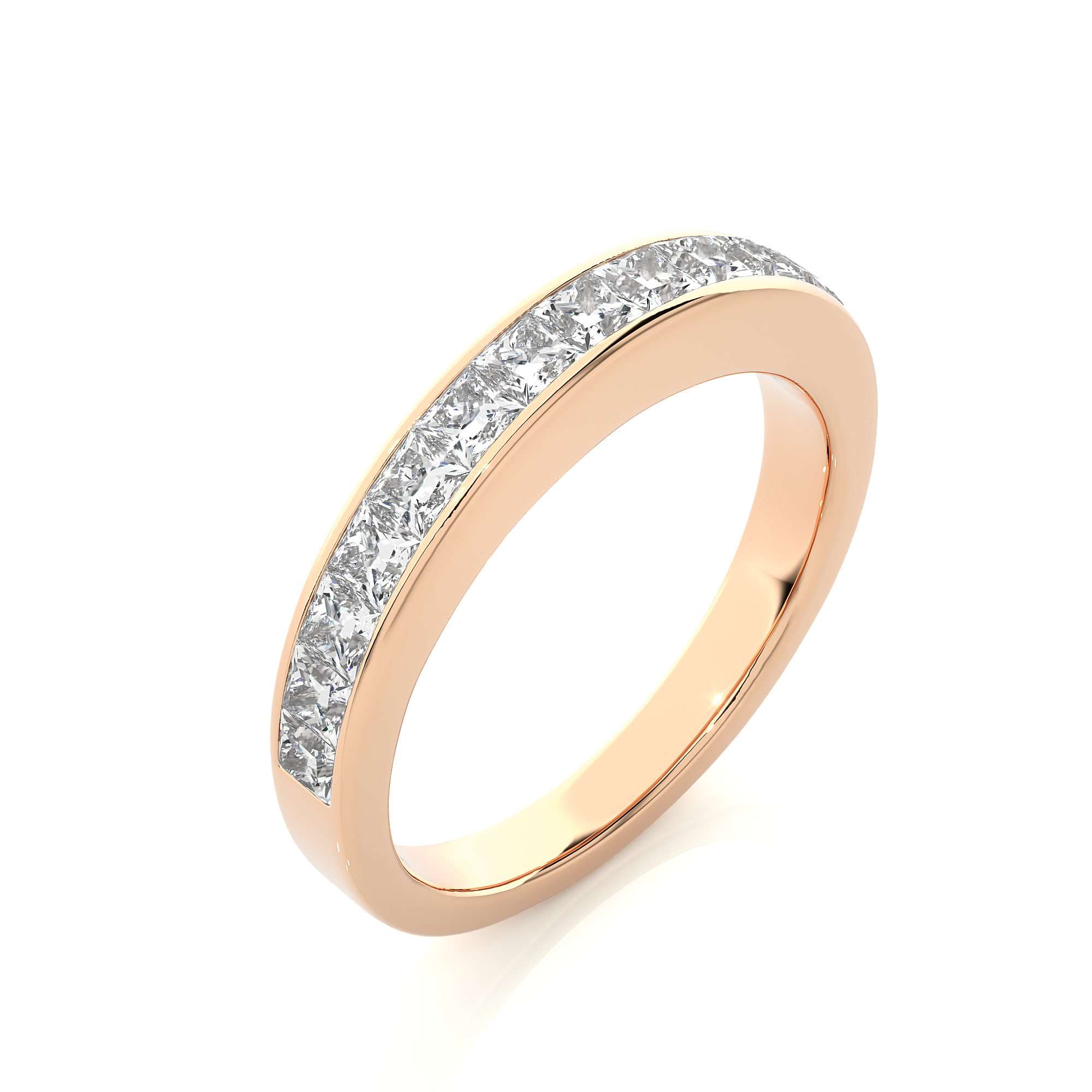 Channel Set Princess Cut Lab Grown Diamond Wedding Band
