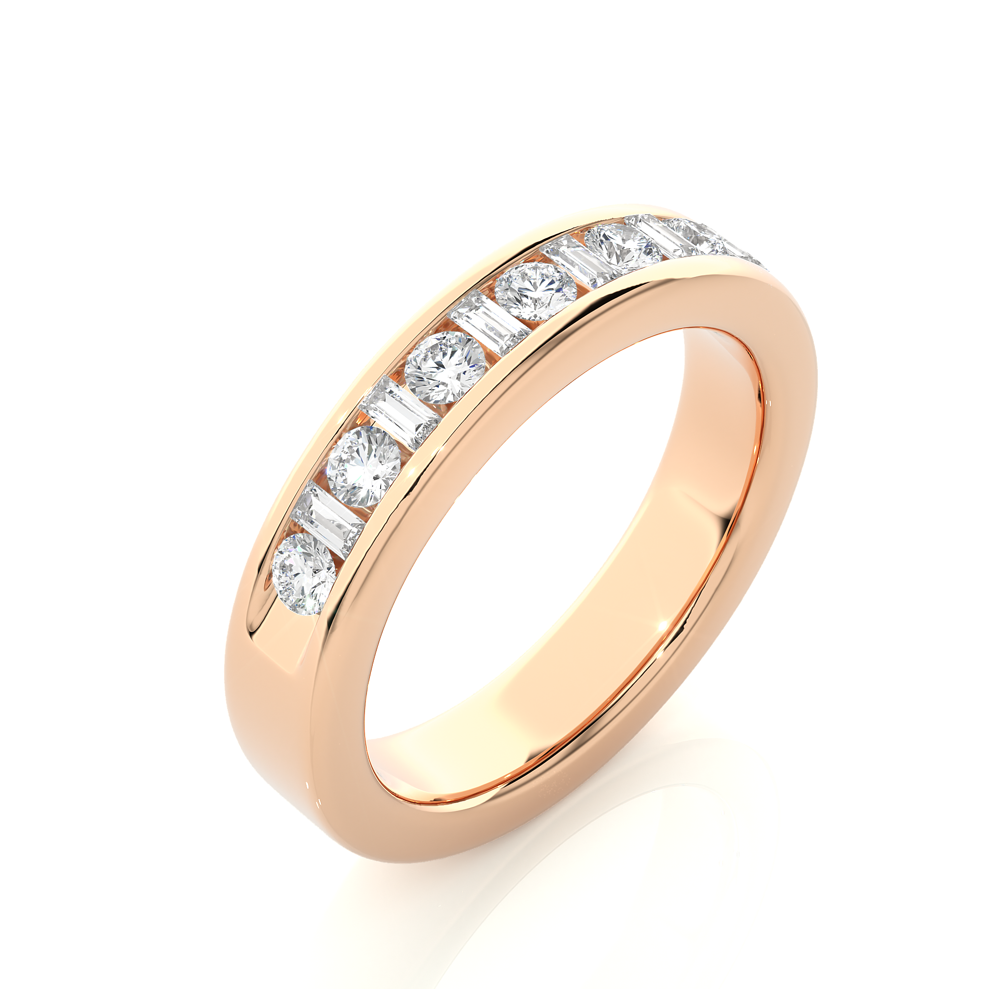 Round and Baguette Cut Lab Grown Diamond Eternity Ring