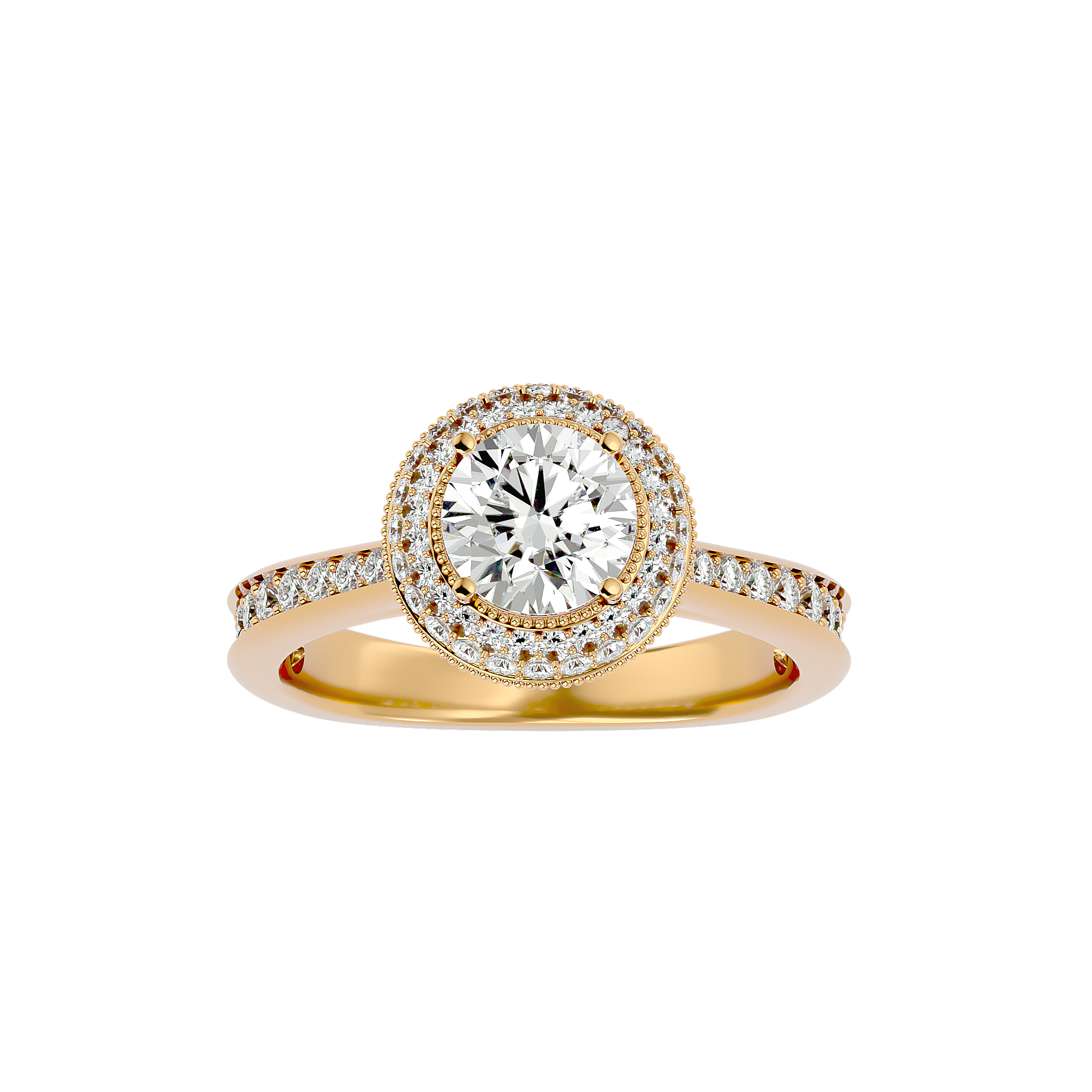 Round Lab Grown Diamond Double Halo Engagement Ring