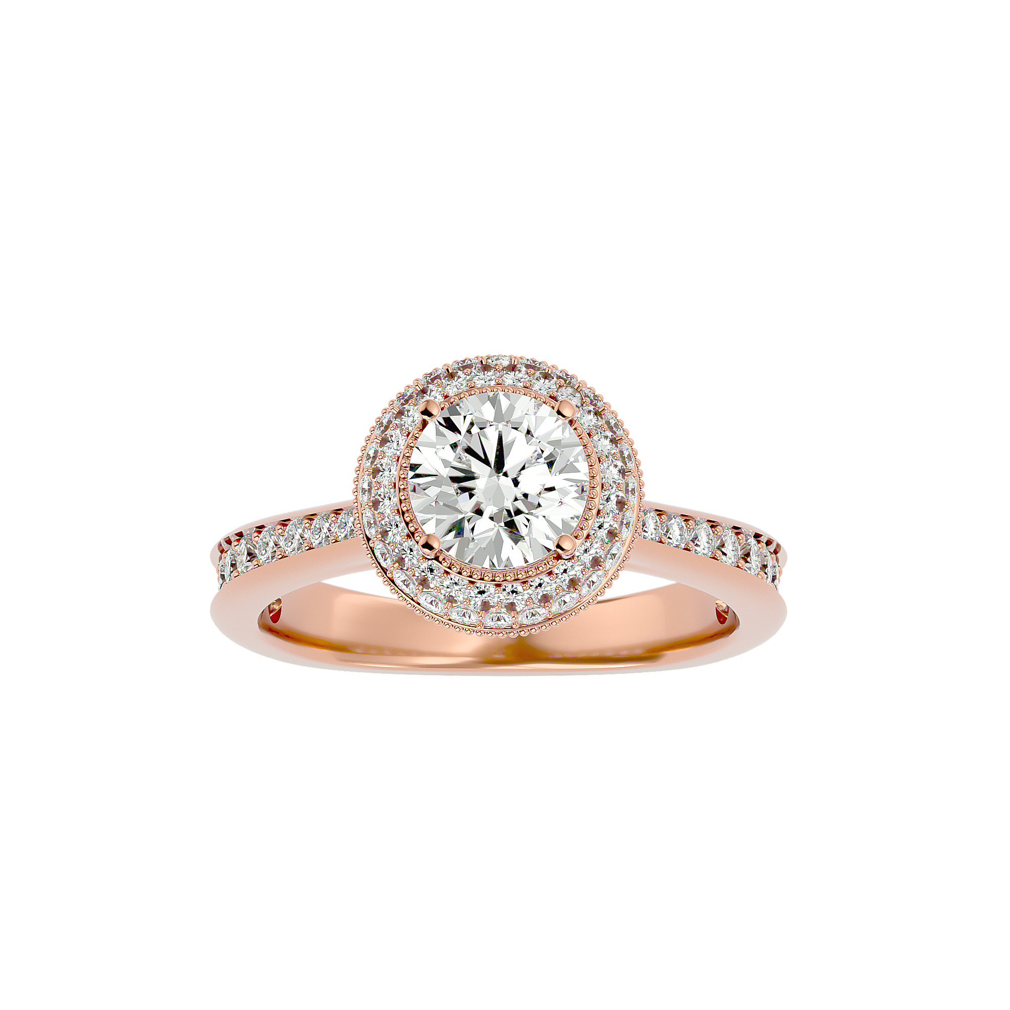 Round Lab Grown Diamond Double Halo Engagement Ring