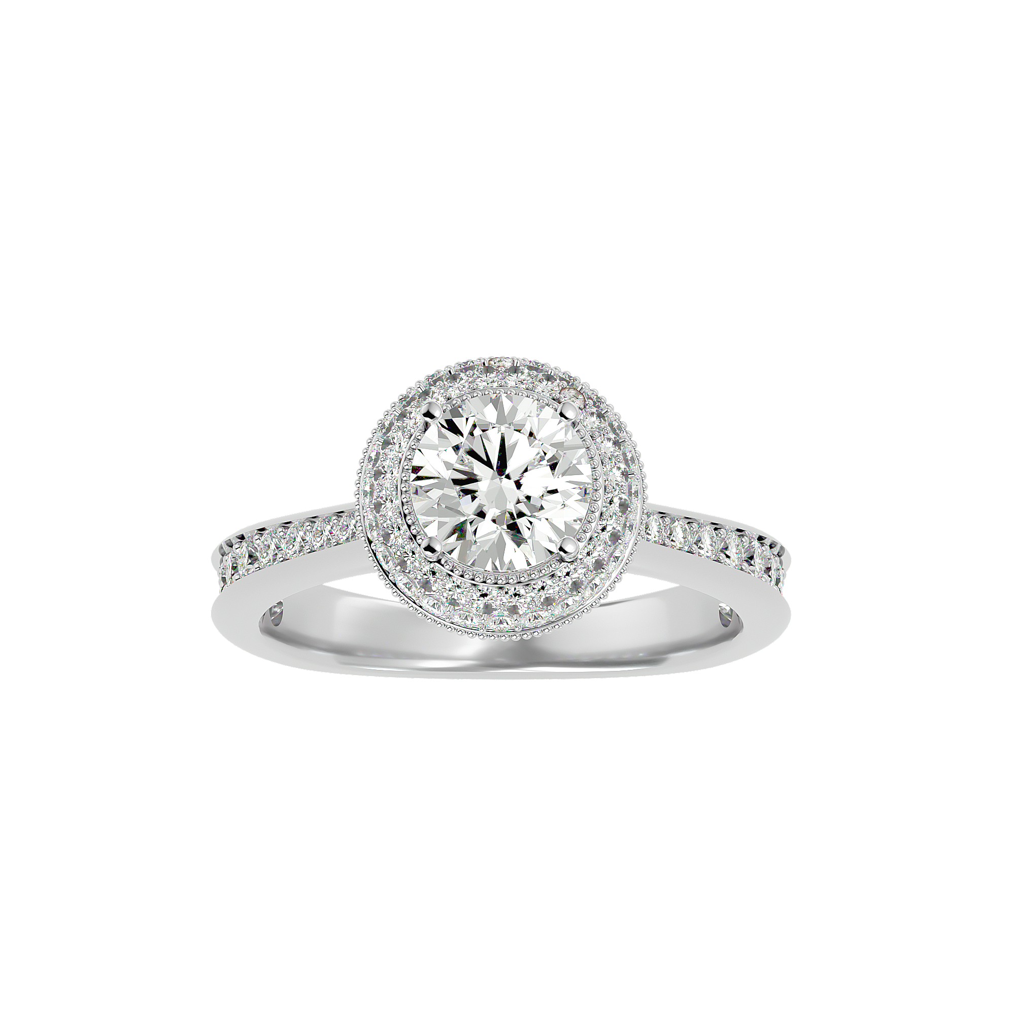 Round Lab Grown Diamond Double Halo Engagement Ring