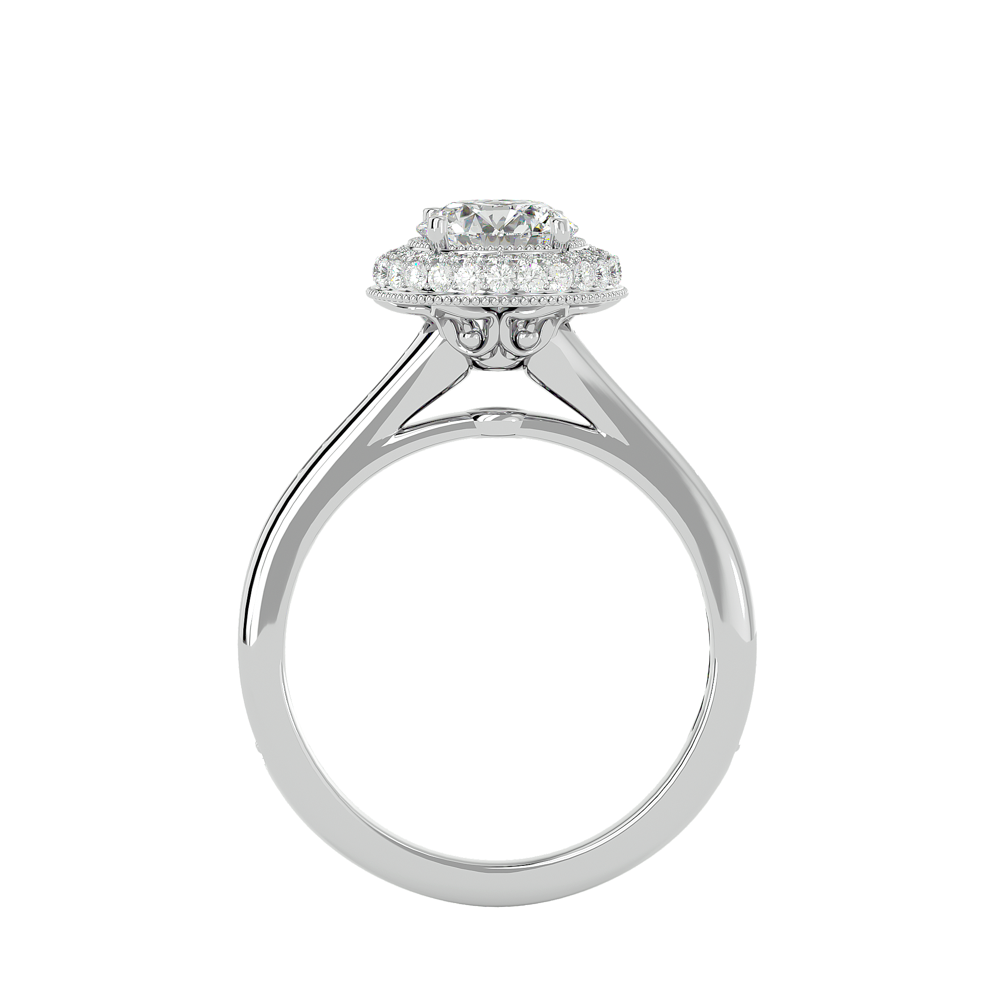 Round Lab Grown Diamond Double Halo Engagement Ring