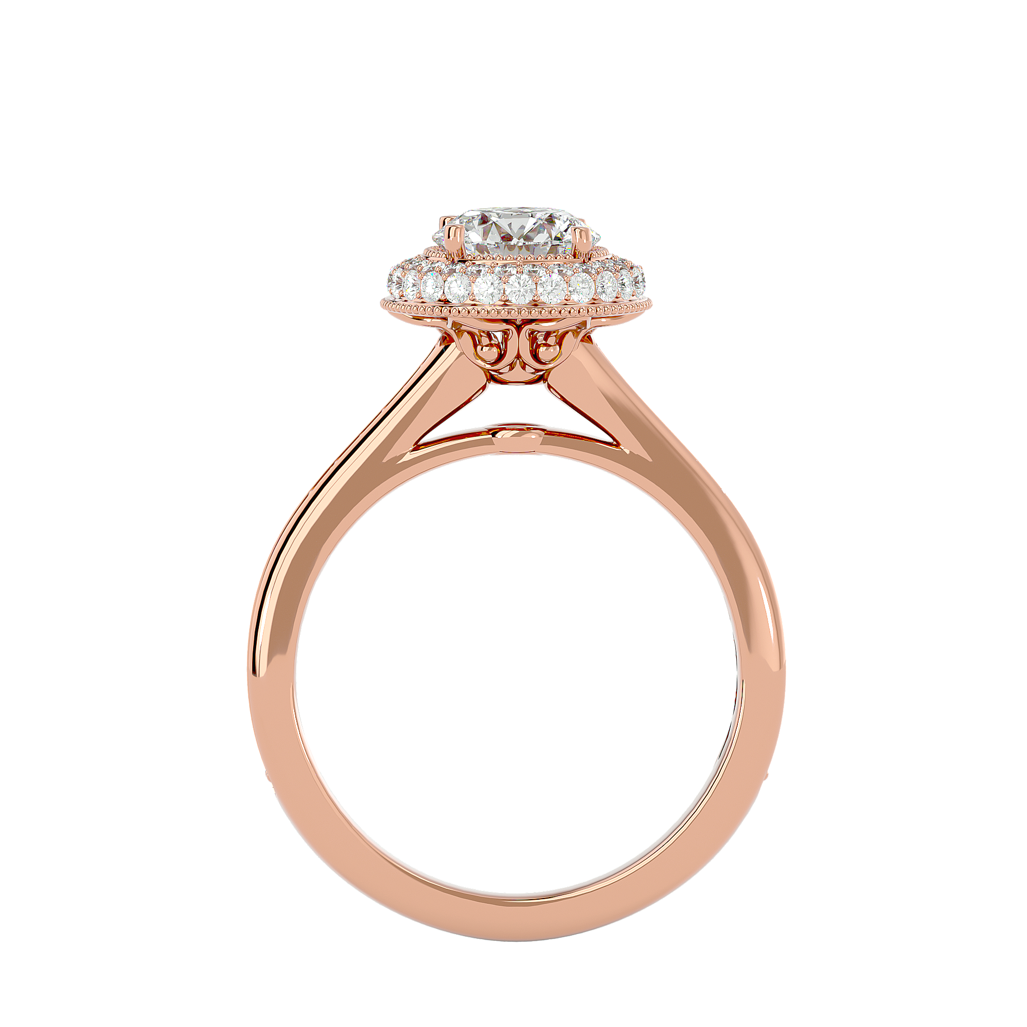 Round Lab Grown Diamond Double Halo Engagement Ring