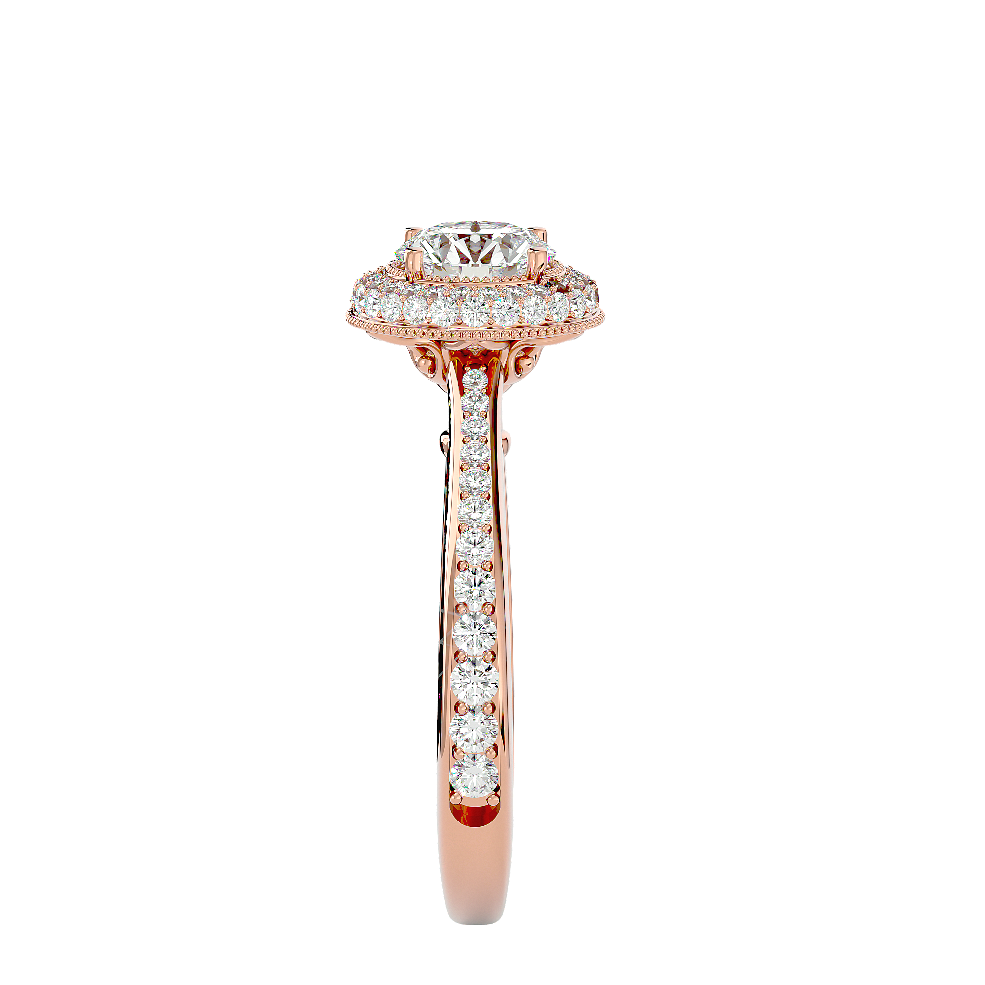 Round Lab Grown Diamond Double Halo Engagement Ring