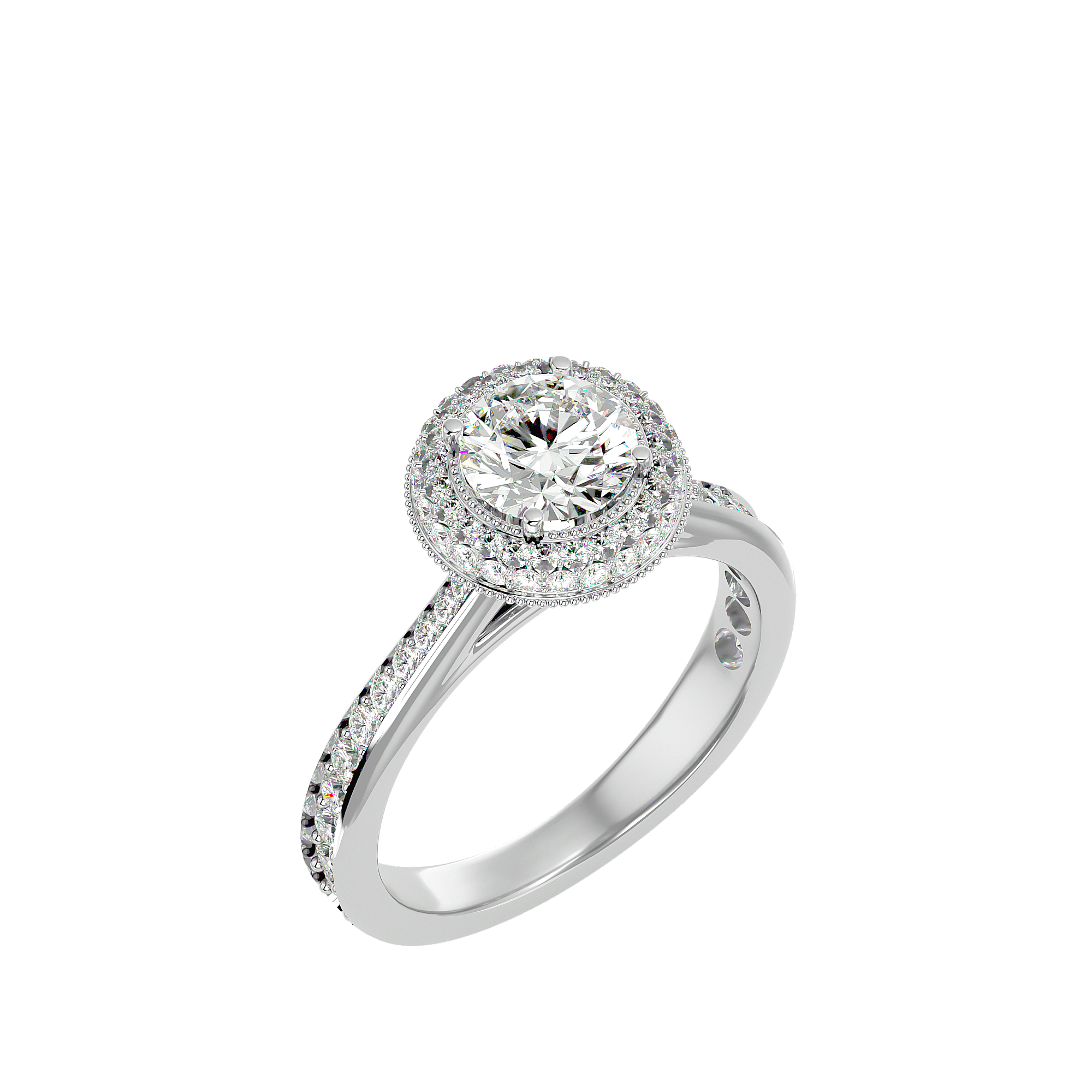 Round Lab Grown Diamond Double Halo Engagement Ring