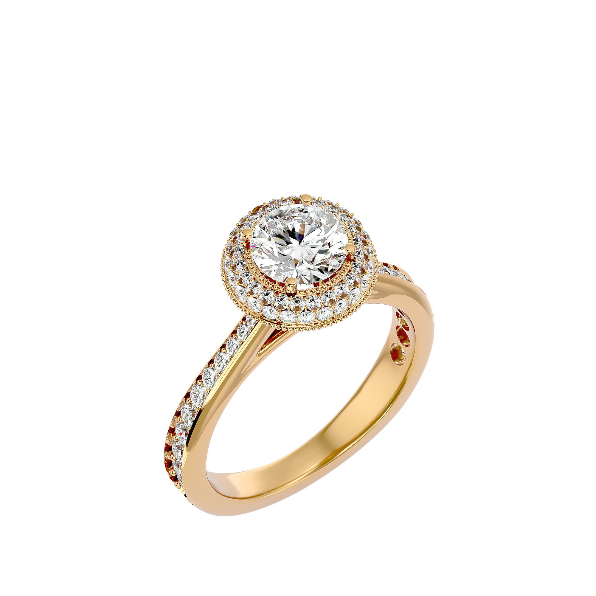 Round Lab Grown Diamond Double Halo Engagement Ring