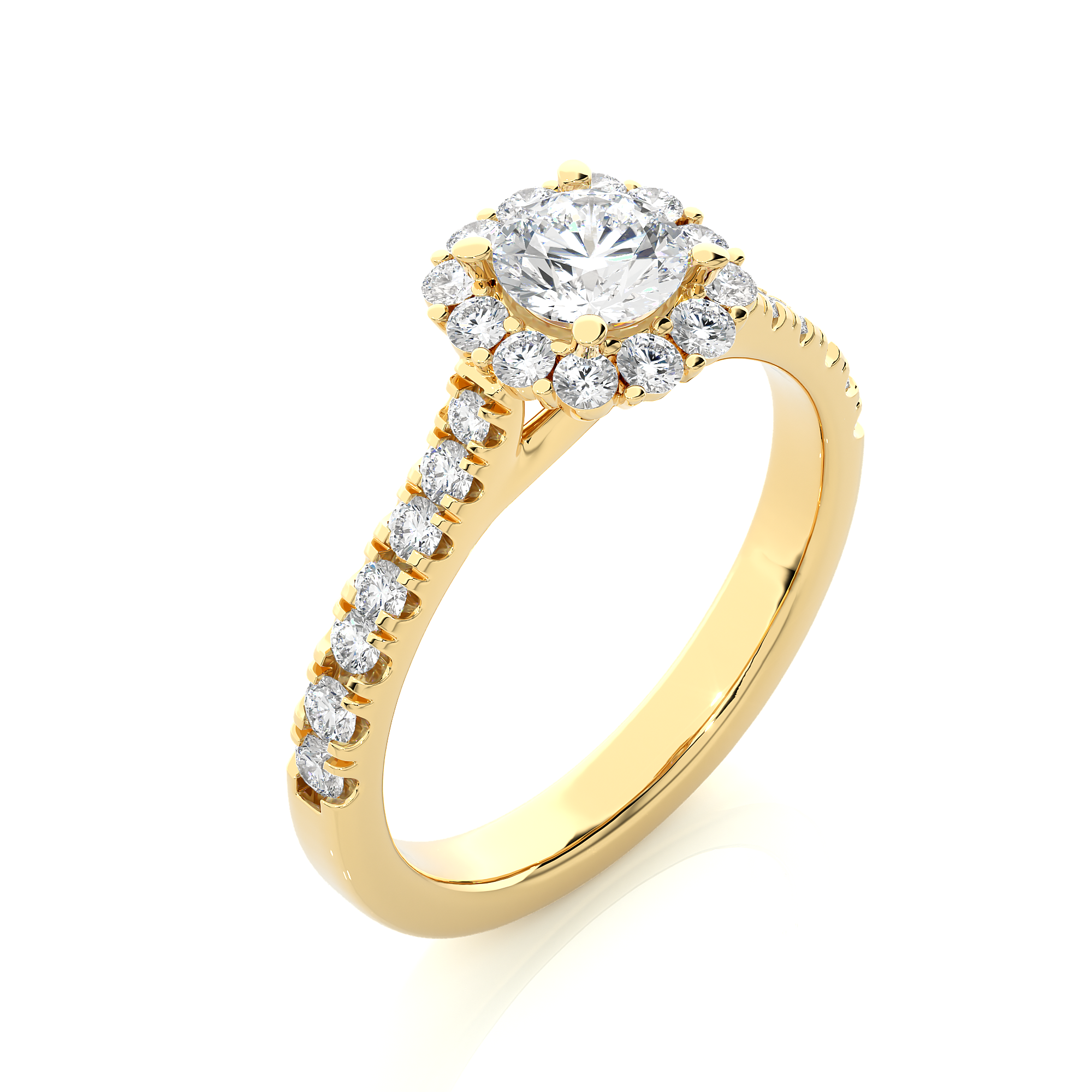Round Lab Diamond Halo Engagement Ring
