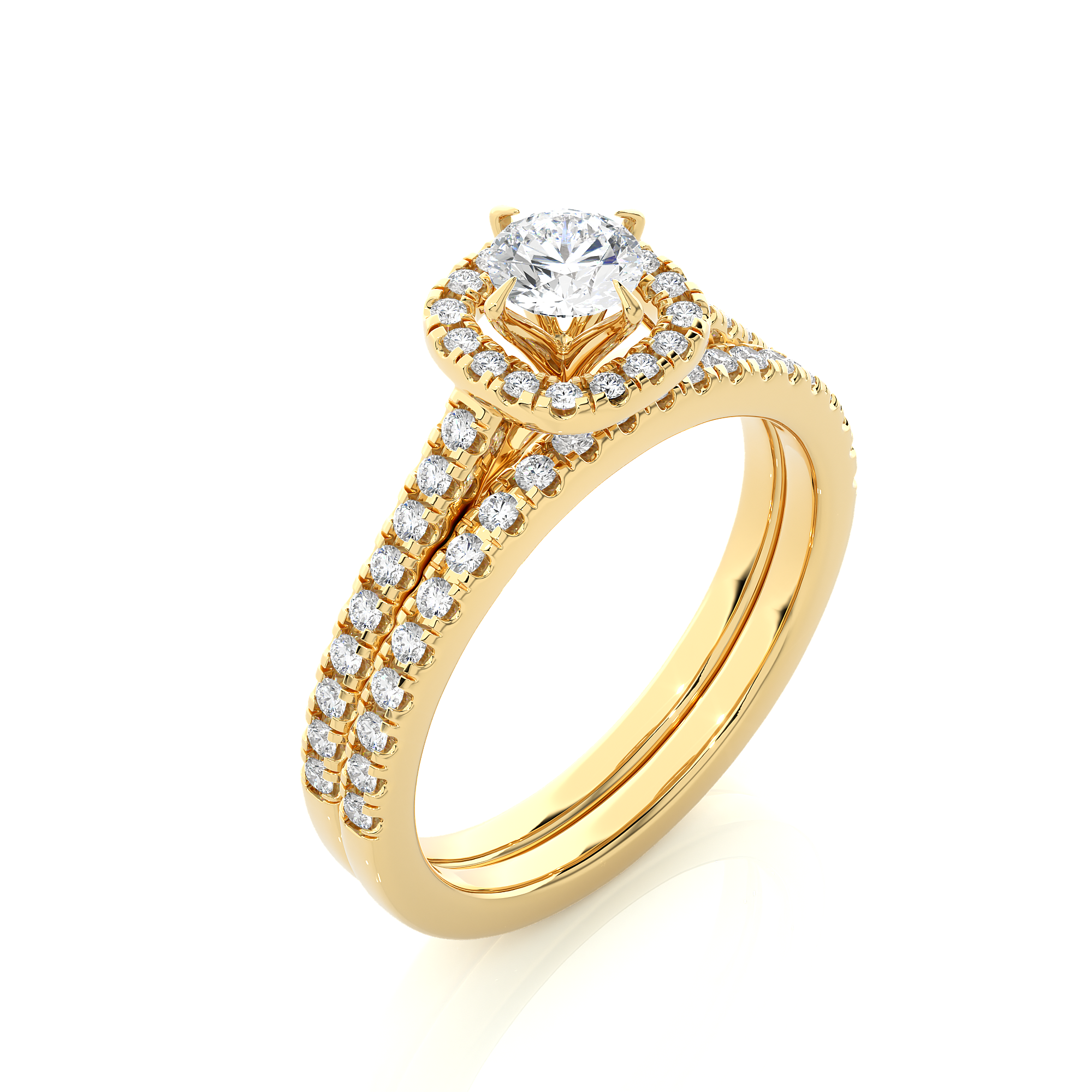 Round Lab Grown Diamond Halo Engagement Ring