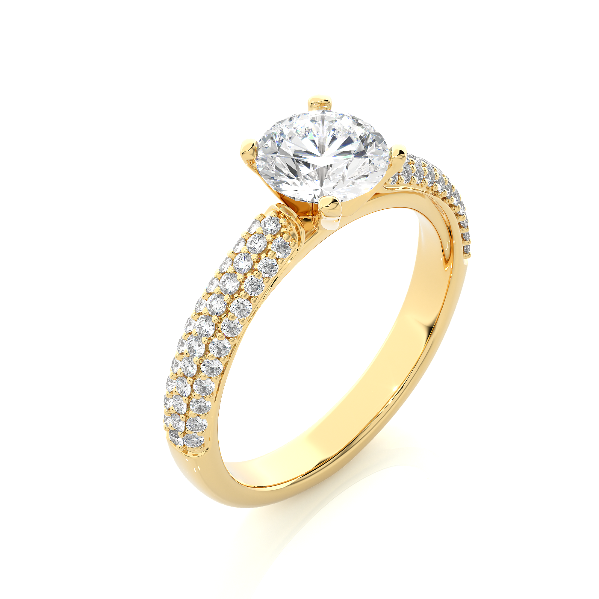 Round Lab Grown Diamond Pave Engagement Ring