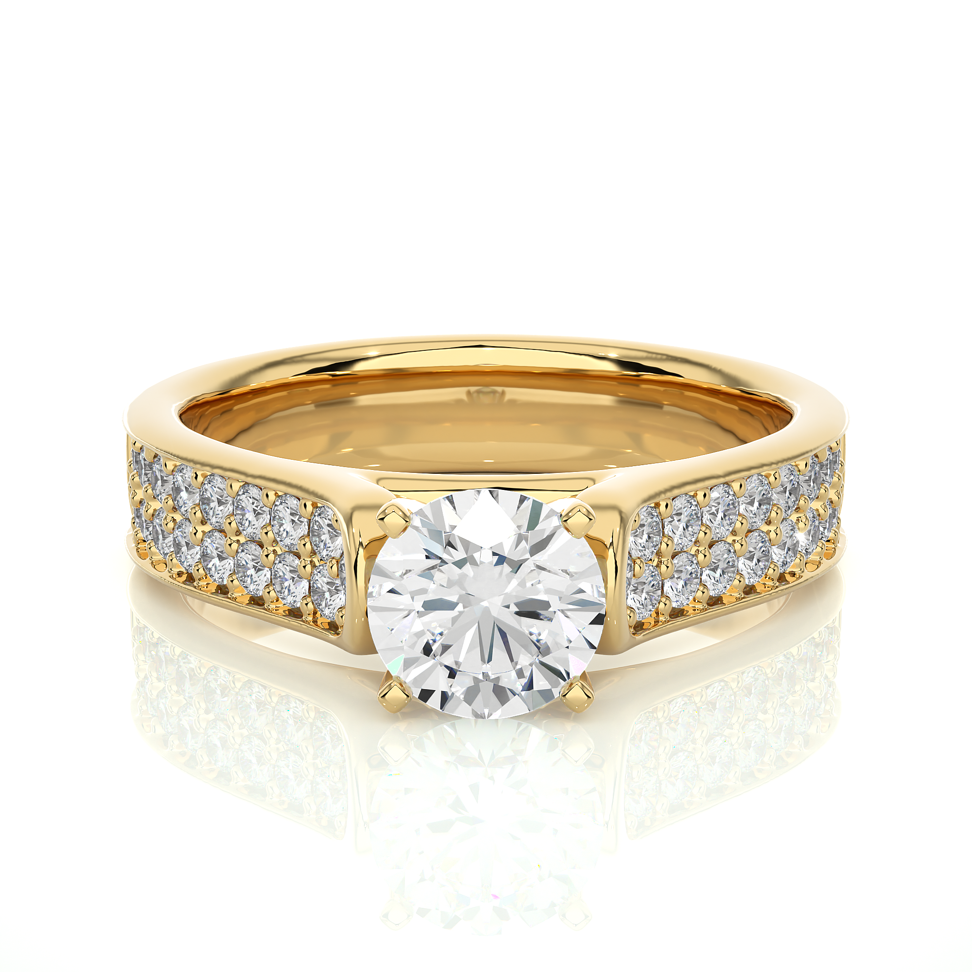 Round Lab Grown Diamond Pave Engagement Ring