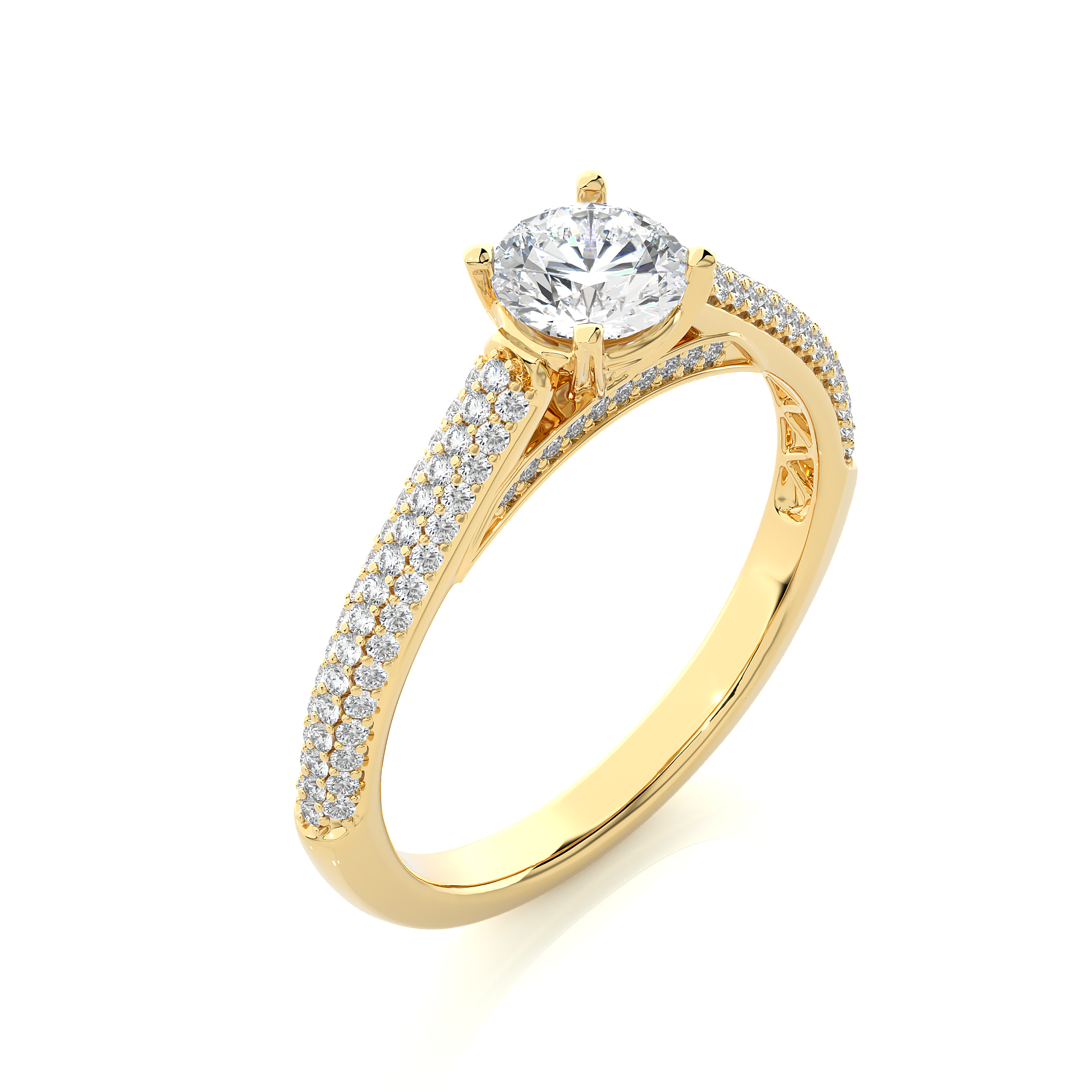 Round Lab Grown Diamond Double Pave Engagement Ring