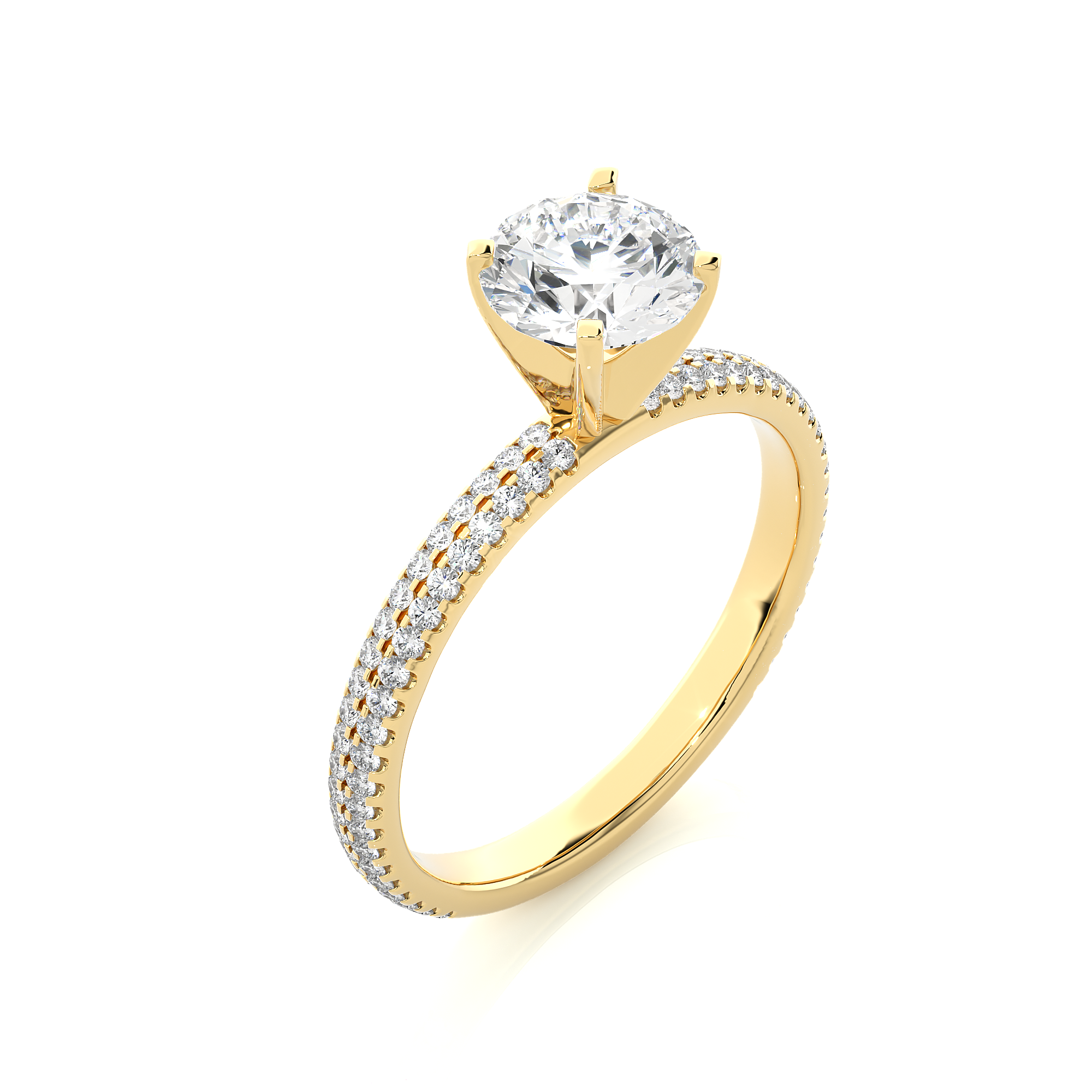 Round Lab Grown Diamond Pave Engagement Ring