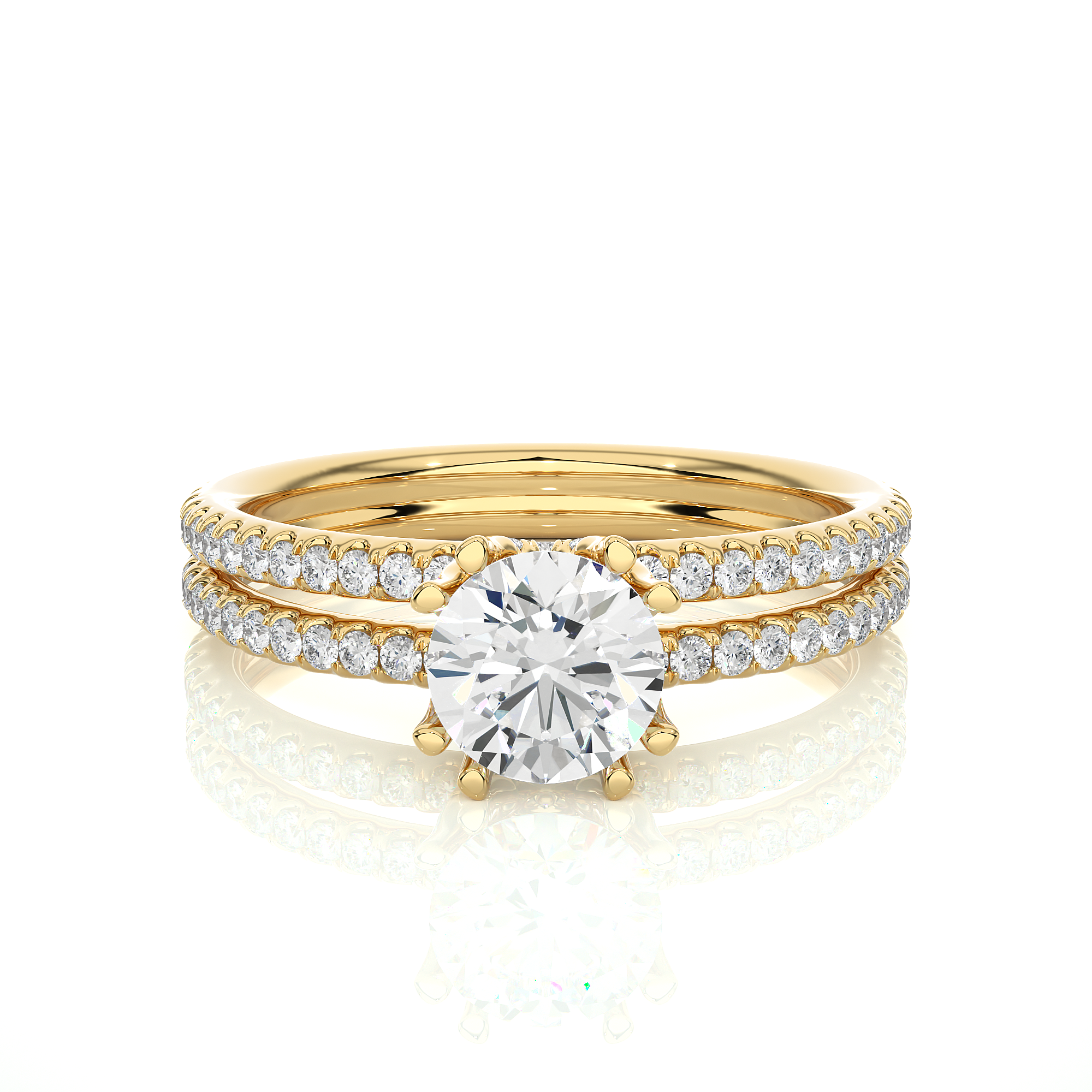 Round Lab Grown Diamond Engagement Ring With Split Shank Band