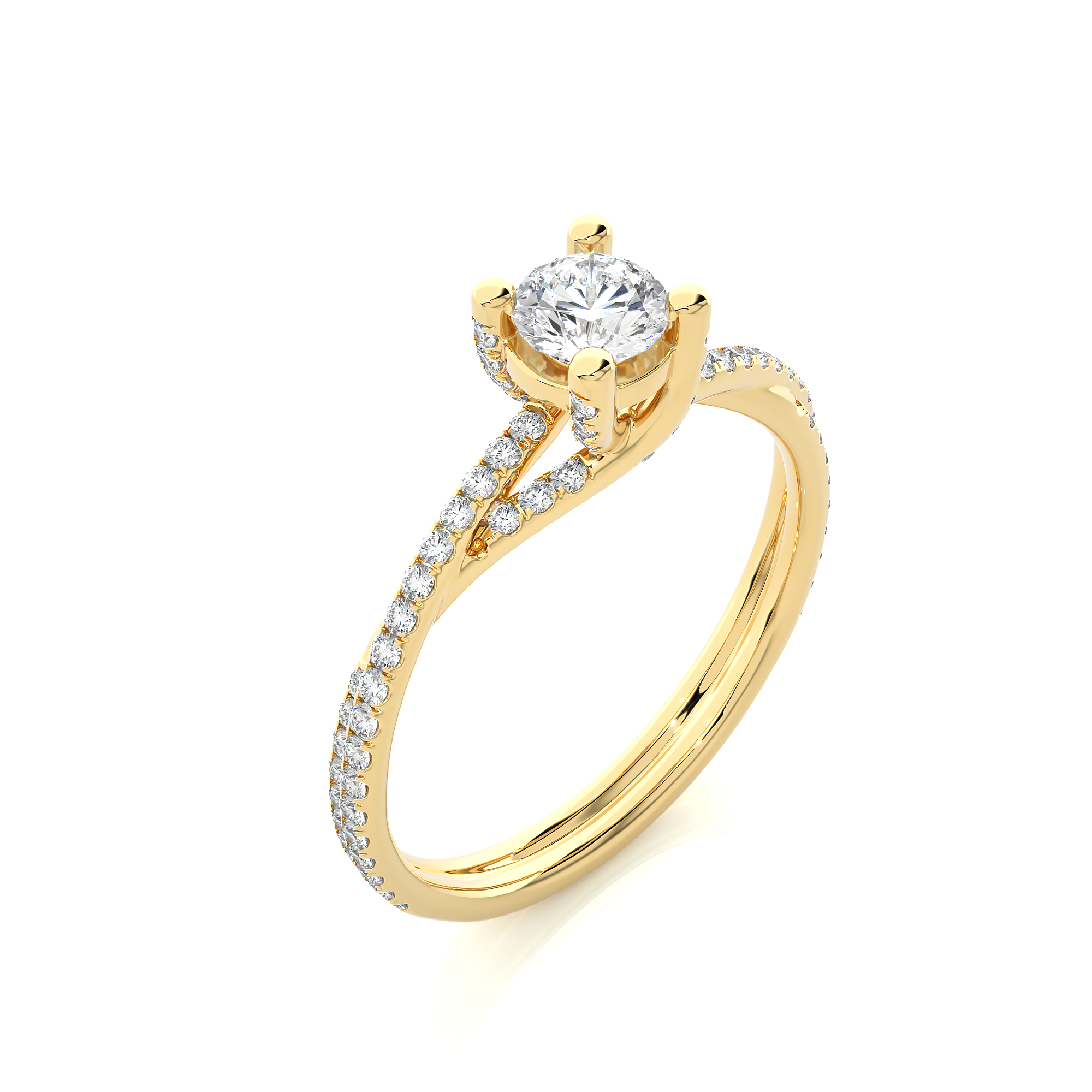 Round Cut Lab Grown Diamond Split Shank Engagement Ring
