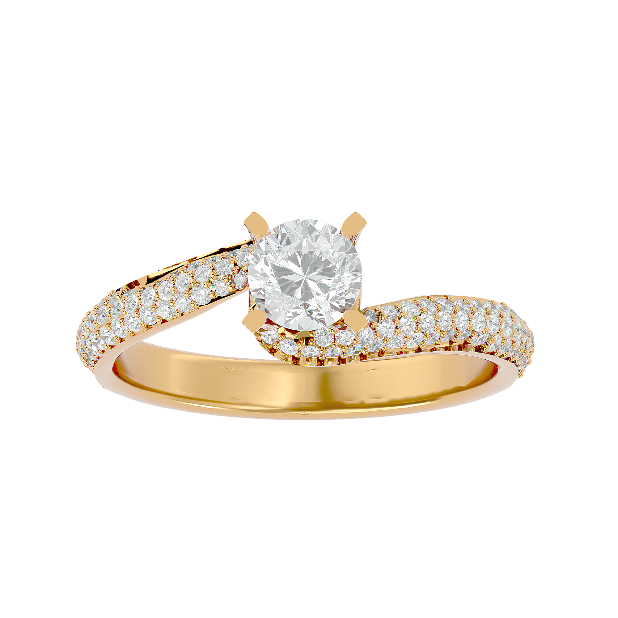 Round Lab Grown Diamond Pave Twist Engagement Ring