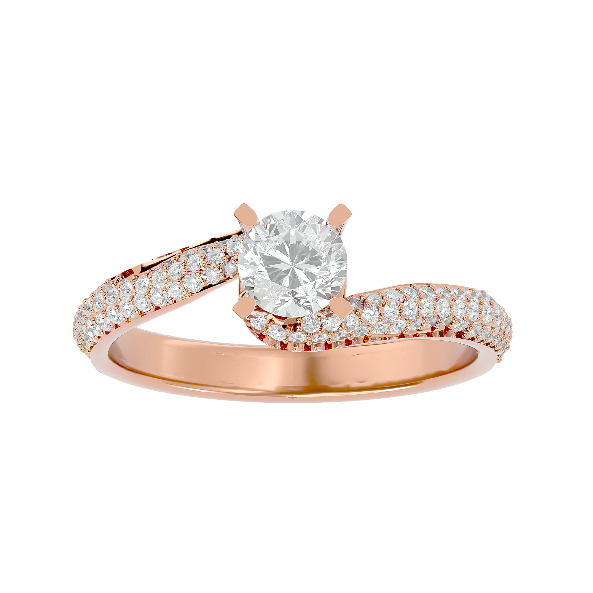 Round Lab Grown Diamond Pave Twist Engagement Ring