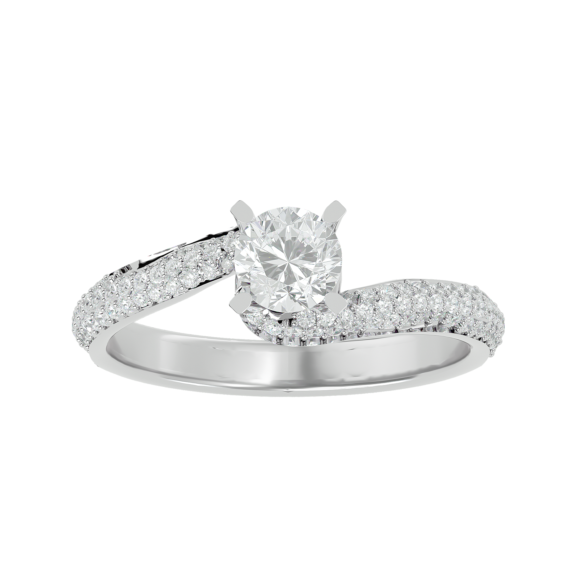 Round Lab Grown Diamond Pave Twist Engagement Ring