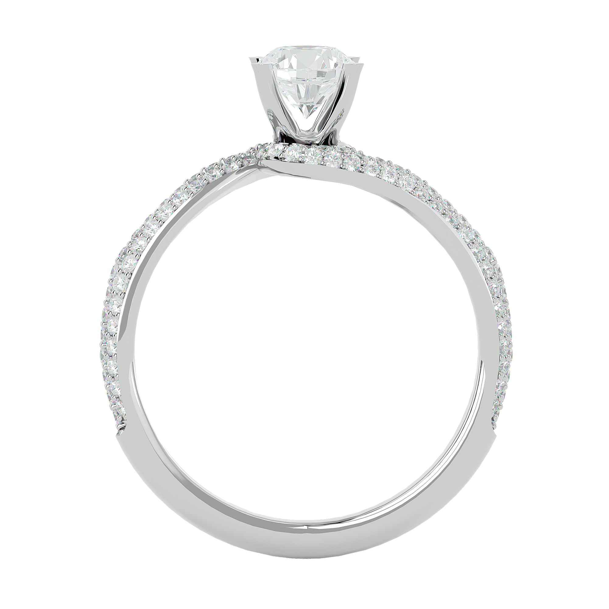 Round Lab Grown Diamond Pave Twist Engagement Ring
