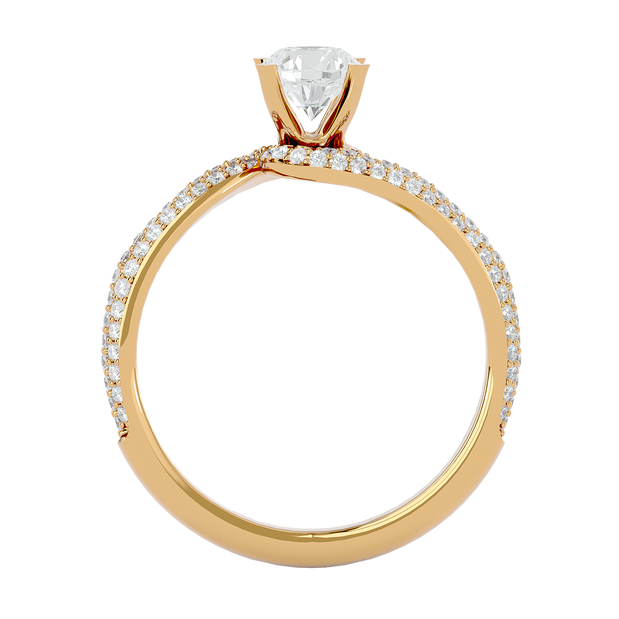 Round Lab Grown Diamond Pave Twist Engagement Ring