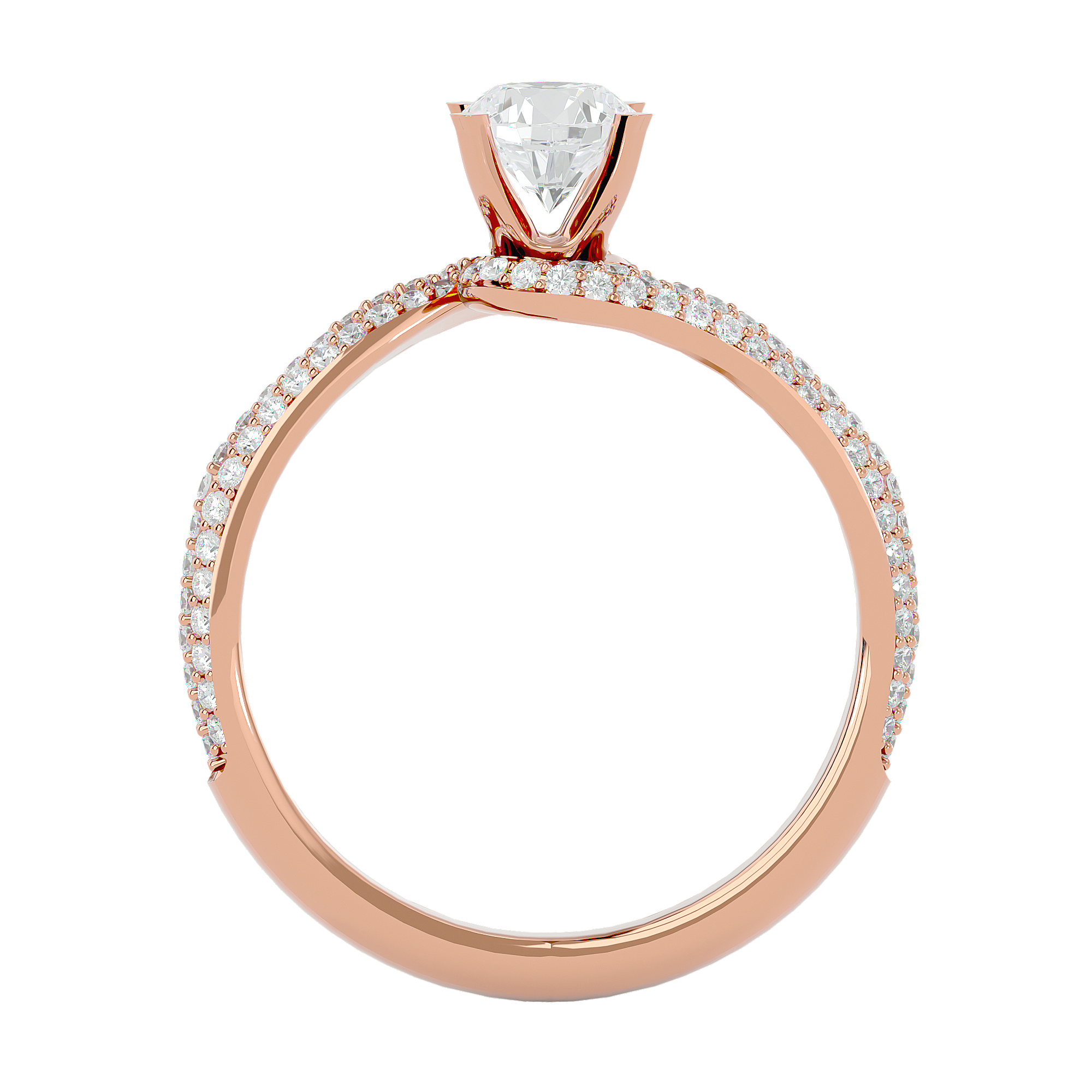 Round Lab Grown Diamond Pave Twist Engagement Ring