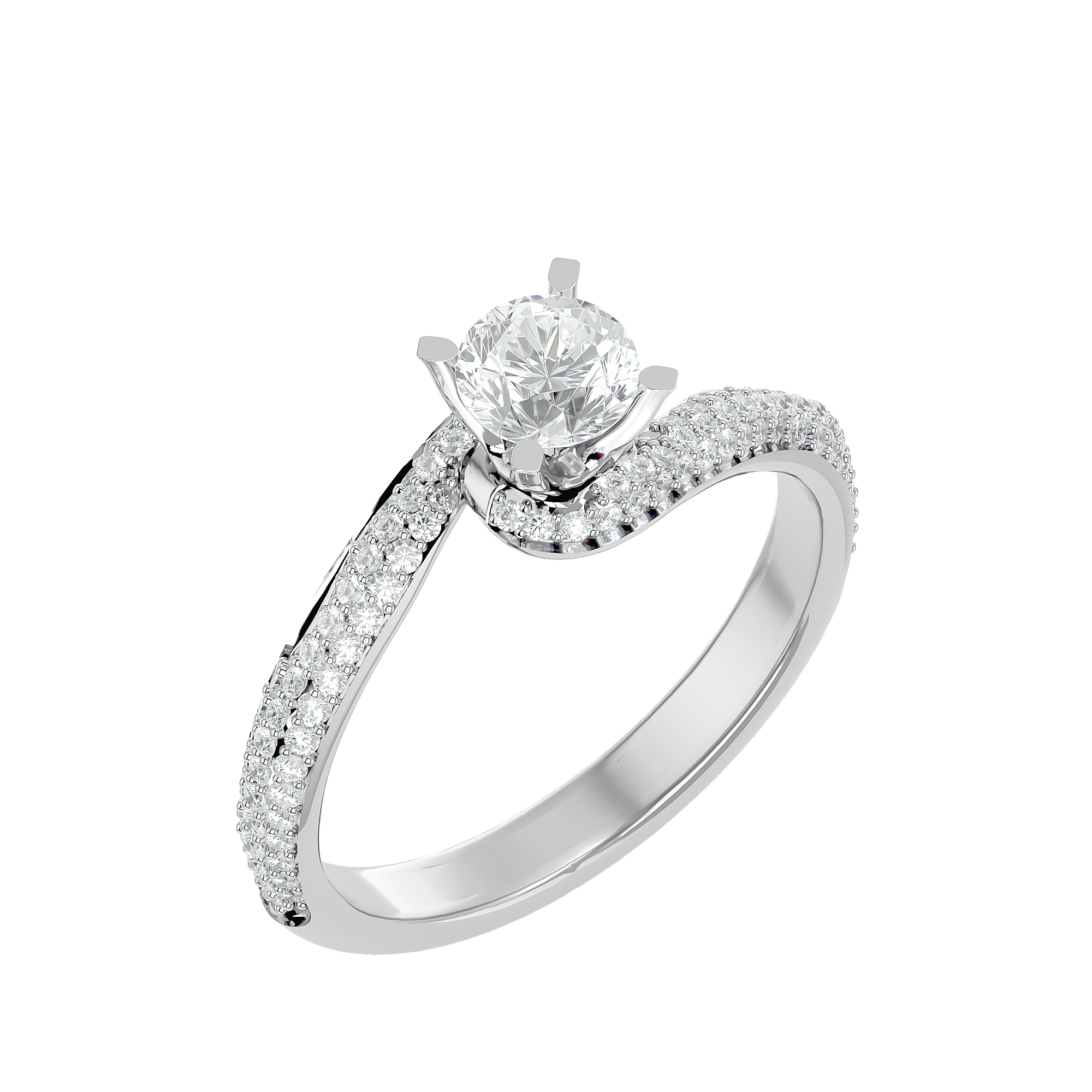 Round Lab Grown Diamond Pave Twist Engagement Ring