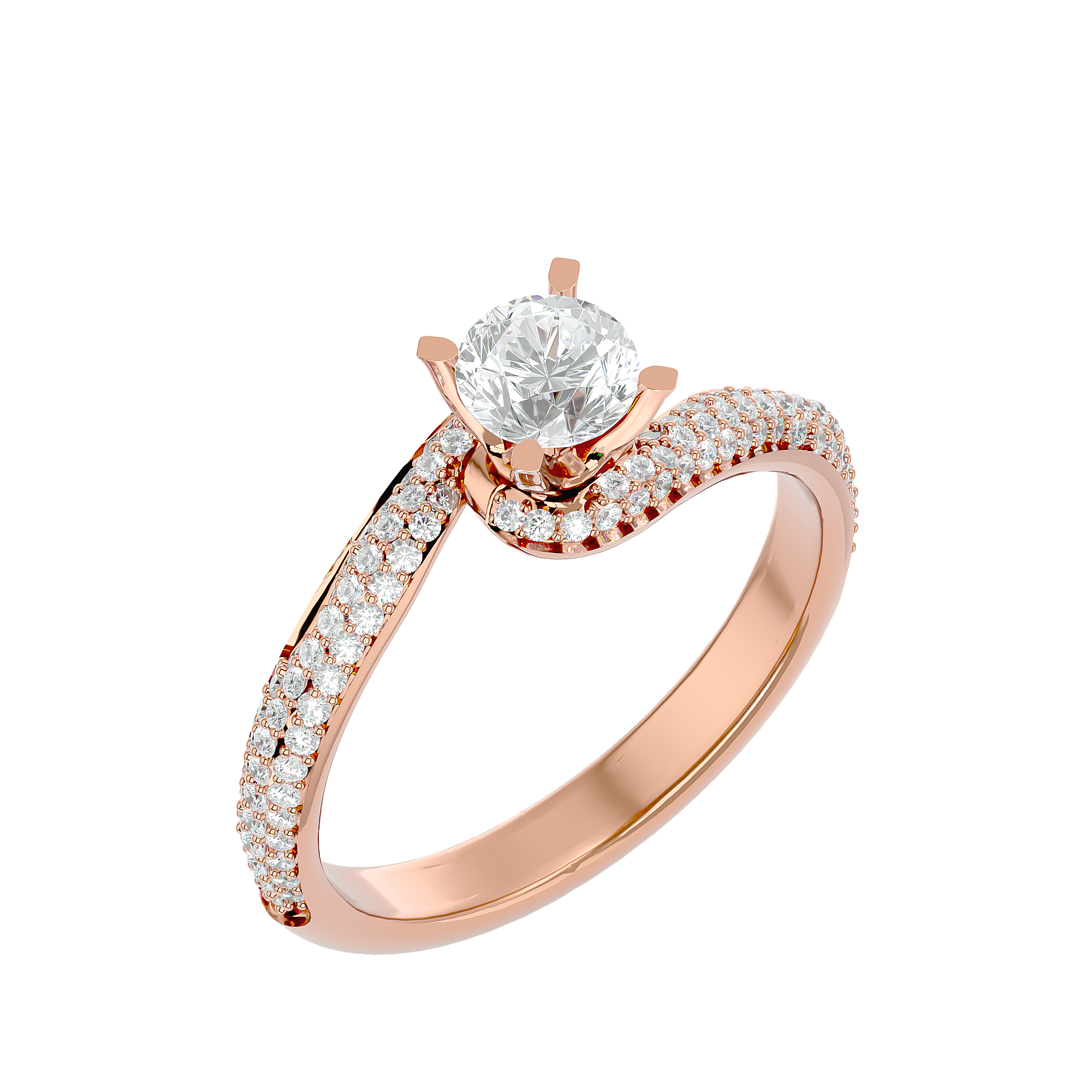 Round Lab Grown Diamond Pave Twist Engagement Ring