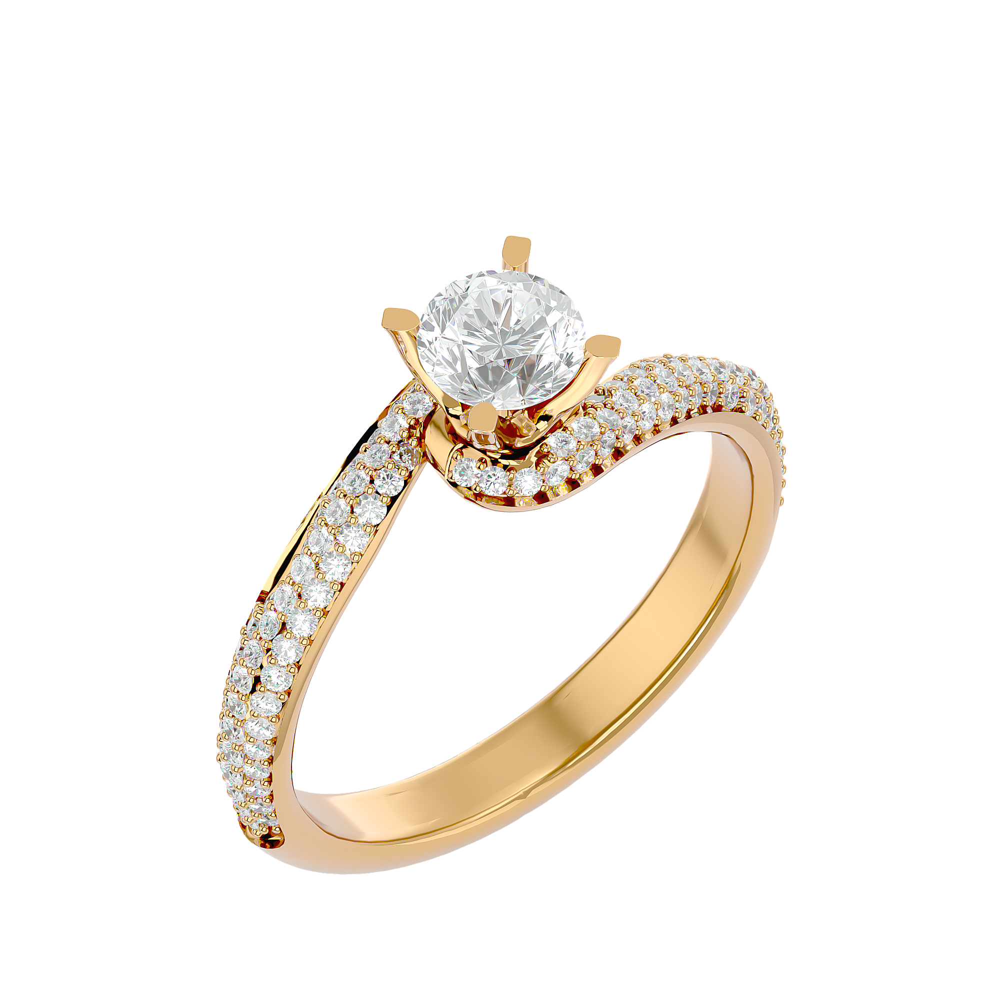 Round Lab Grown Diamond Pave Twist Engagement Ring