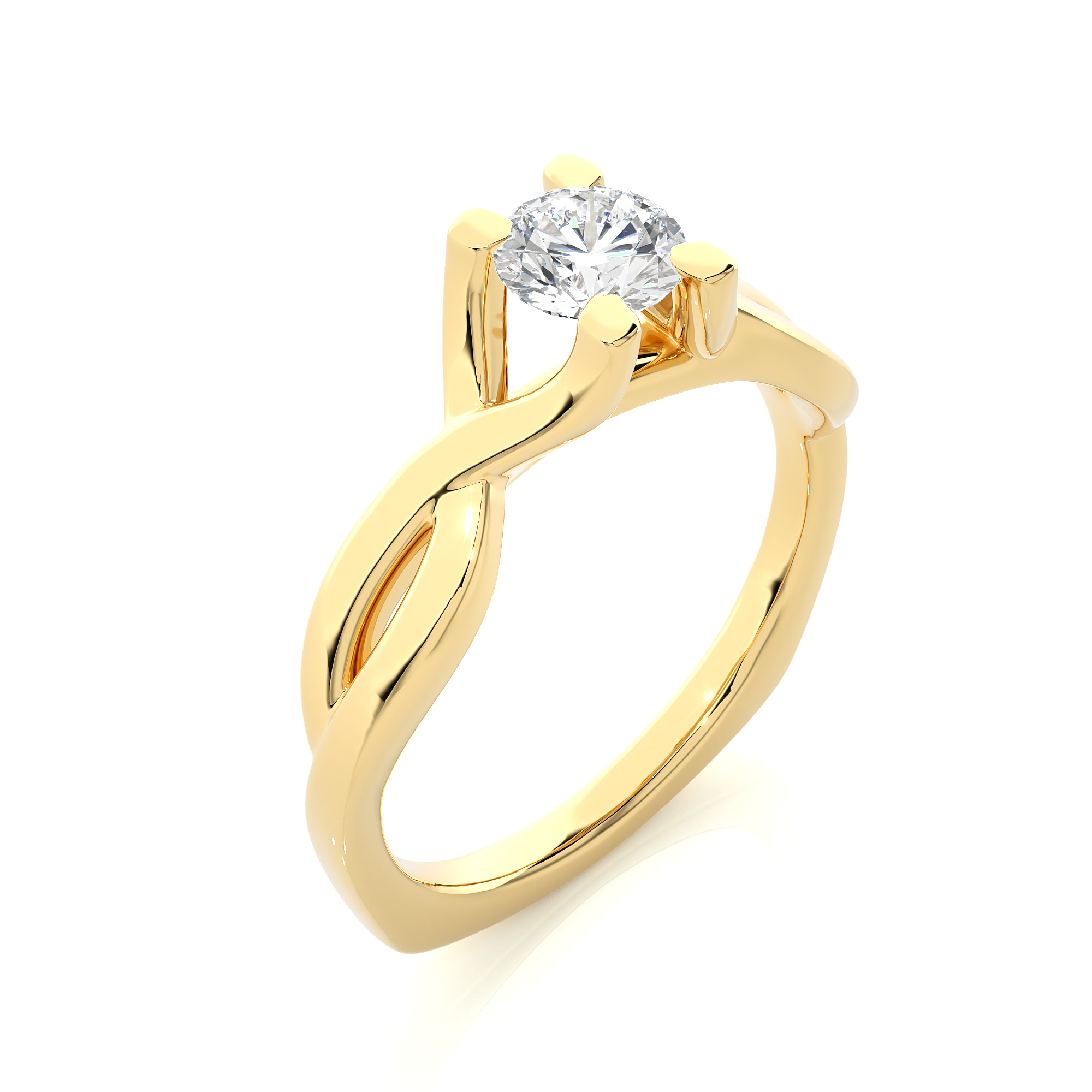 Twisted Shank Diamond Solitaire Engagement Ring
