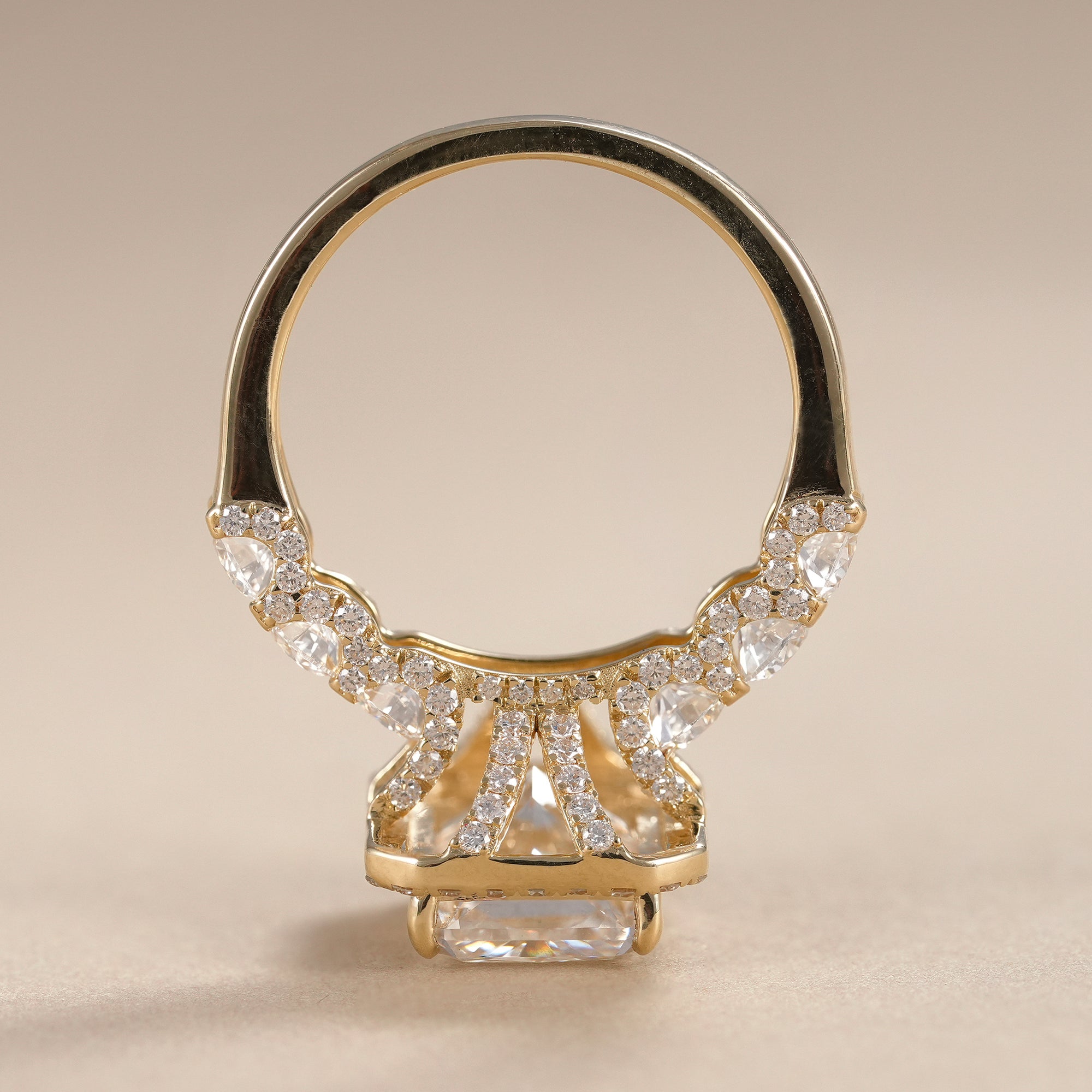 Radiant Cut Lab Diamond Halo Engagement Ring With Full Detailed Band